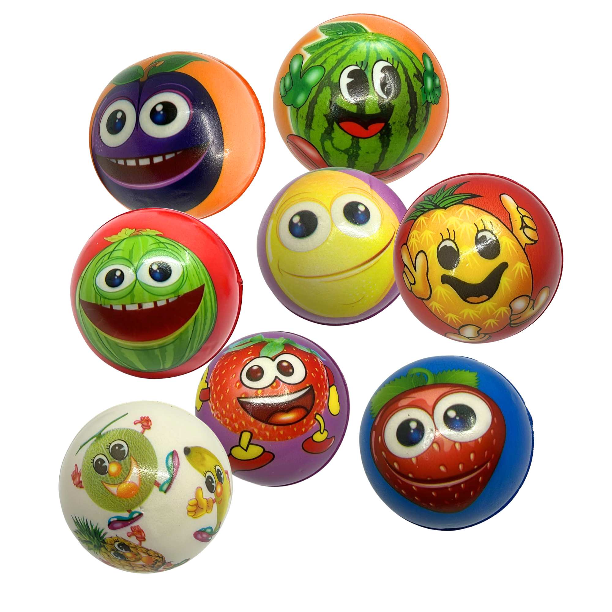 3" Soft Mini Balls with Fruit Faces for Kids – Fun & Colorful (Designs May Vary): 1 Pack Bouncy Balls Holidays Gift Toys