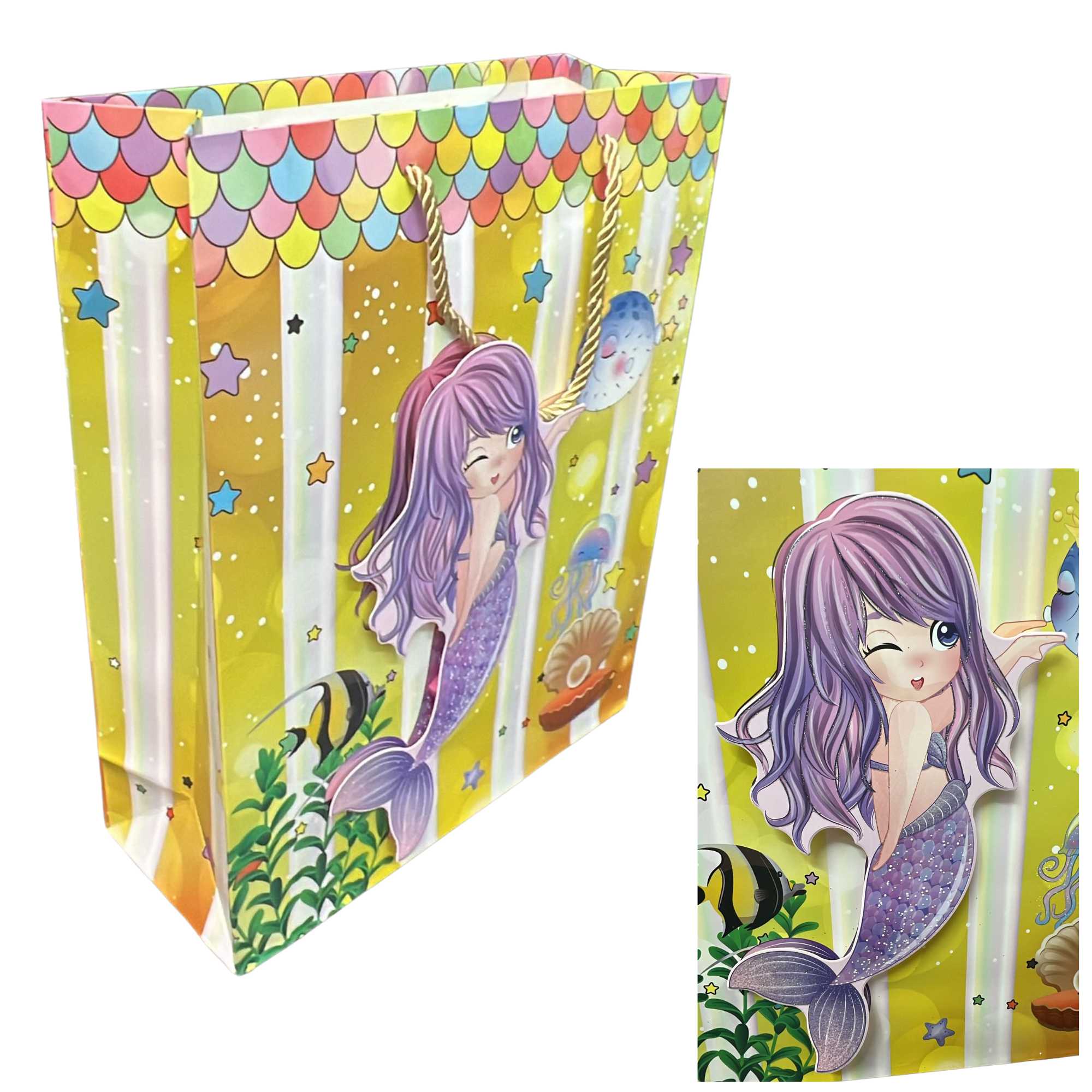 Sparkly Underwater Mermaid 10x13 Gift Bag: 1 Pack Gift Bags lifestyle use image