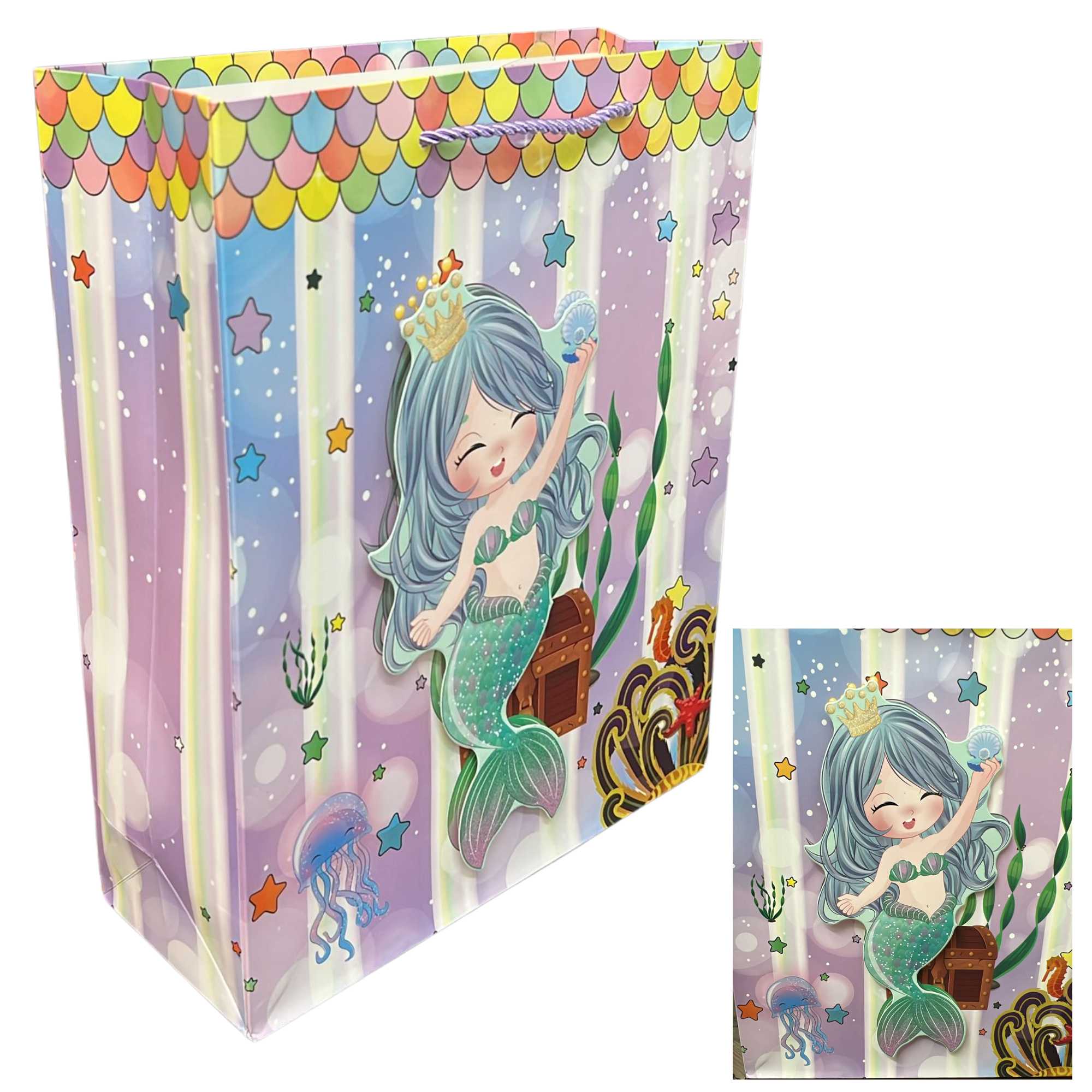Sparkly Underwater Mermaid 10x13 Gift Bag: 1 Pack Gift Bags product image 9