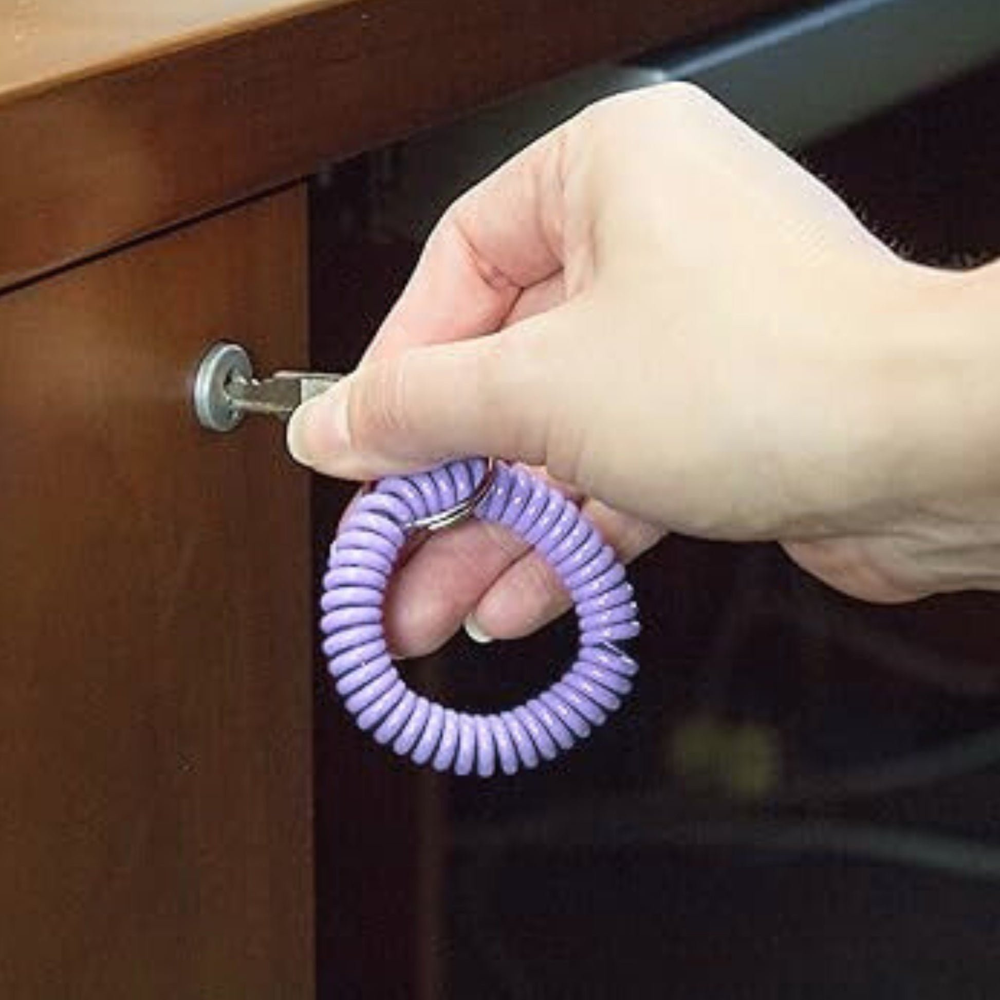 Spiral Wrist Coil Keychain with Steel Key Ring