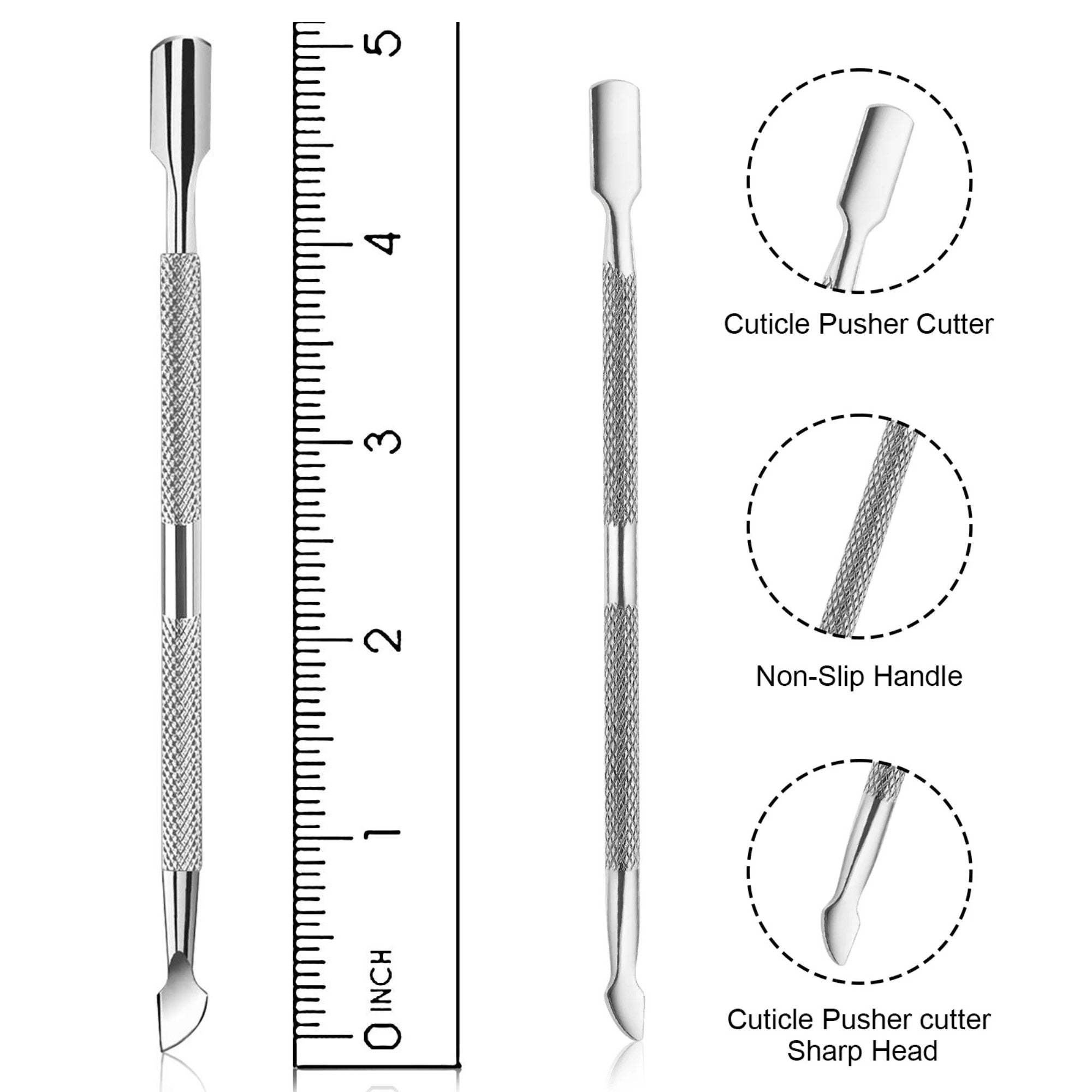 Stainless Steel Cuticle Pusher/Remover: 1 Pack Cuticle Pushers size and feature image