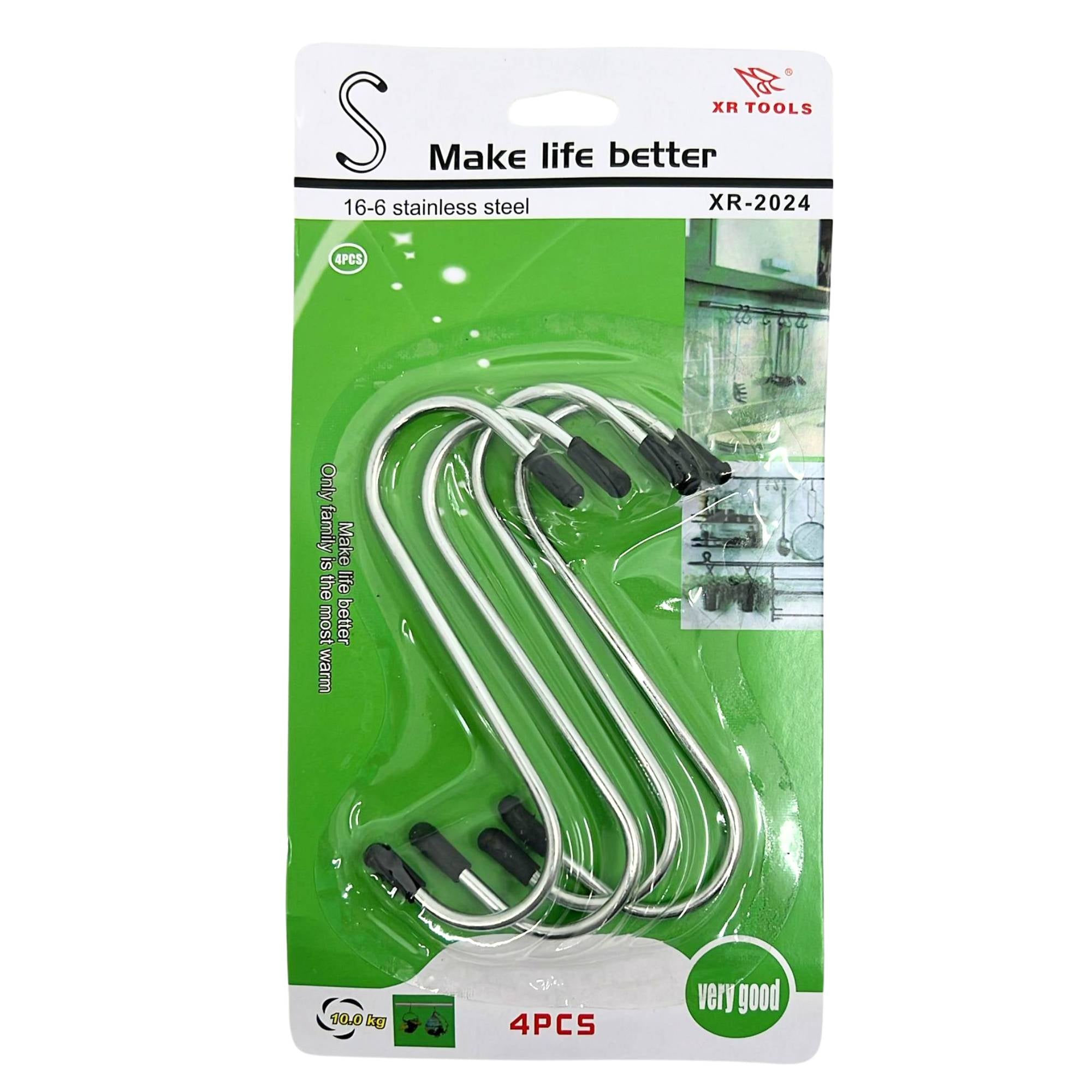 16 6 Stainless Steel 4" Hooks: 4 Pack Utility Hooks Hardware main product image