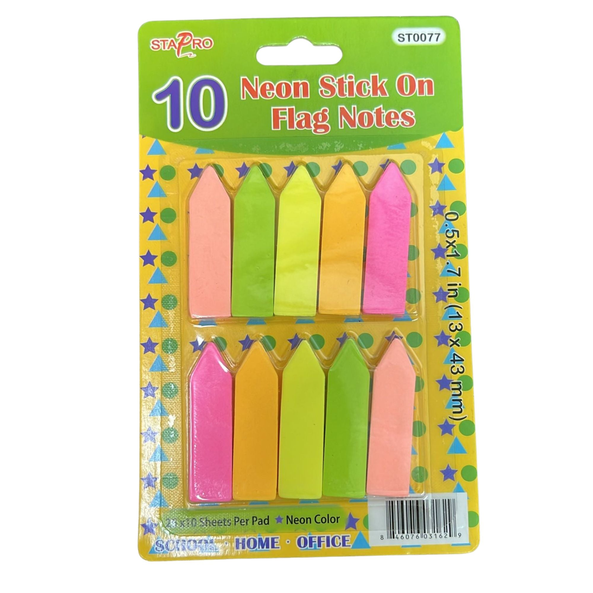 1.7? × 0.5? STAPRO Neon Stick On Flag Notes: 10 Pack Sticky Notes School Sticky Notes main product image