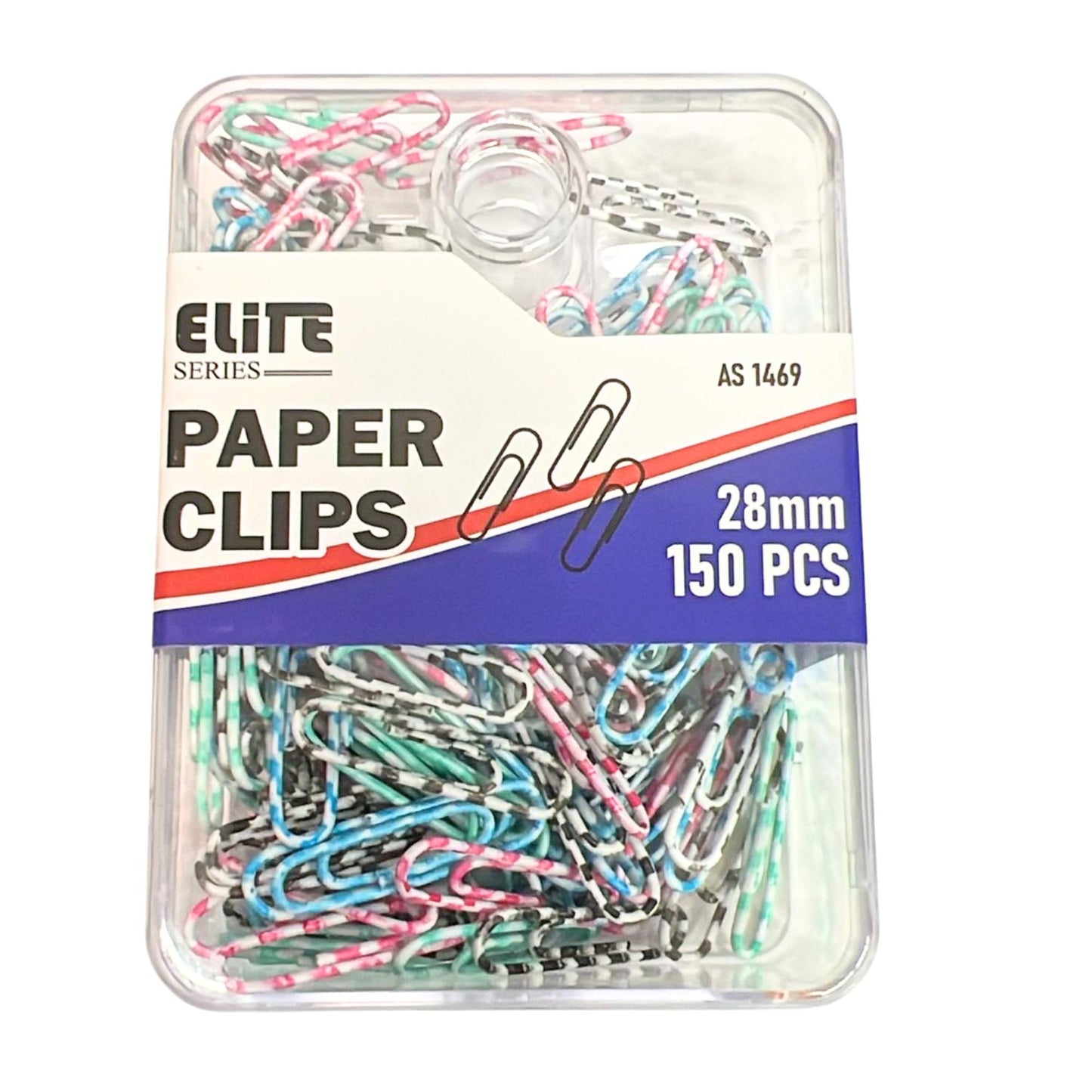 1" Striped Colored Paper Clips Assorted Sizes Metal Coated: 150 Pack main product image