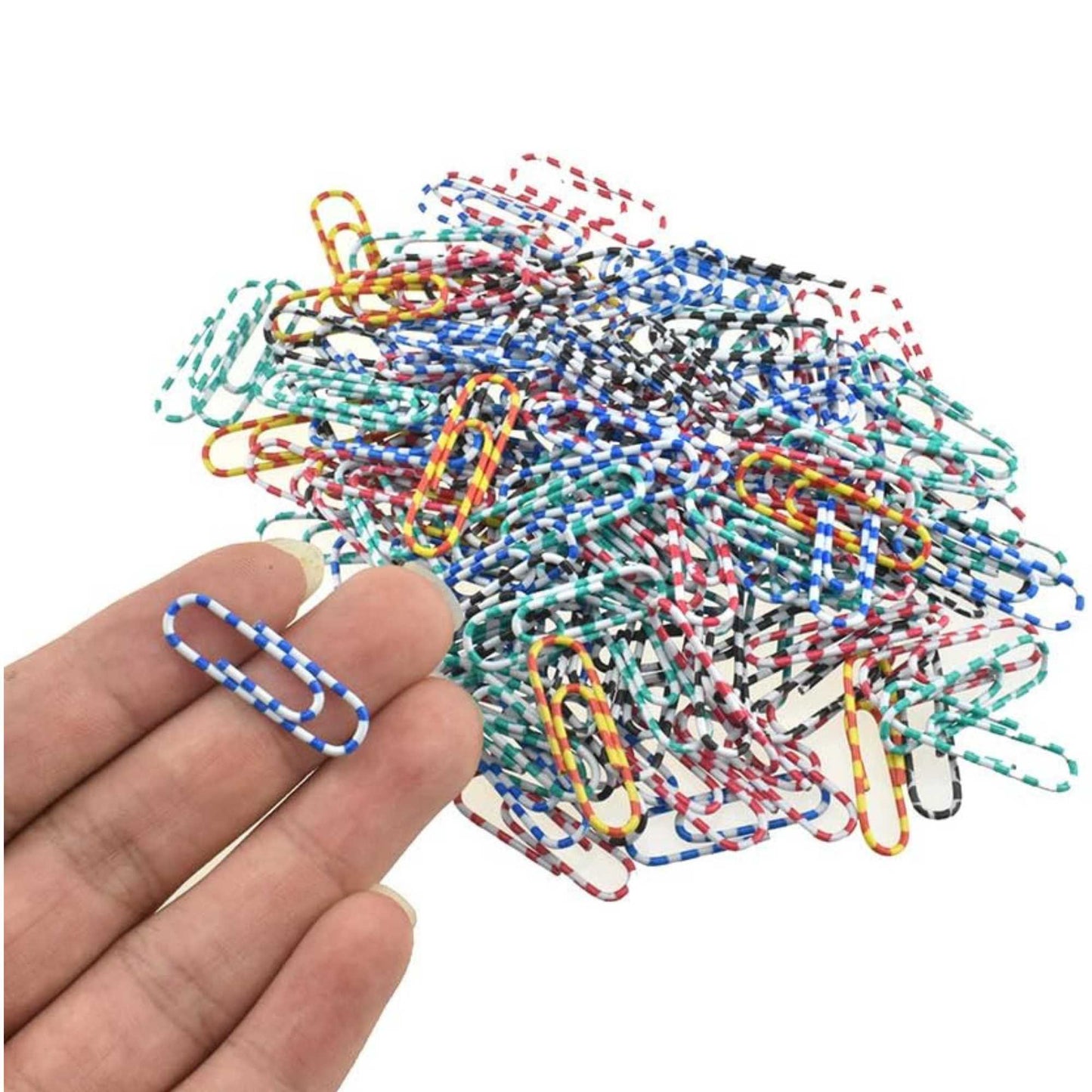 1" Striped Colored Paper Clips Assorted Sizes Metal Coated: 150 Pack product image 5