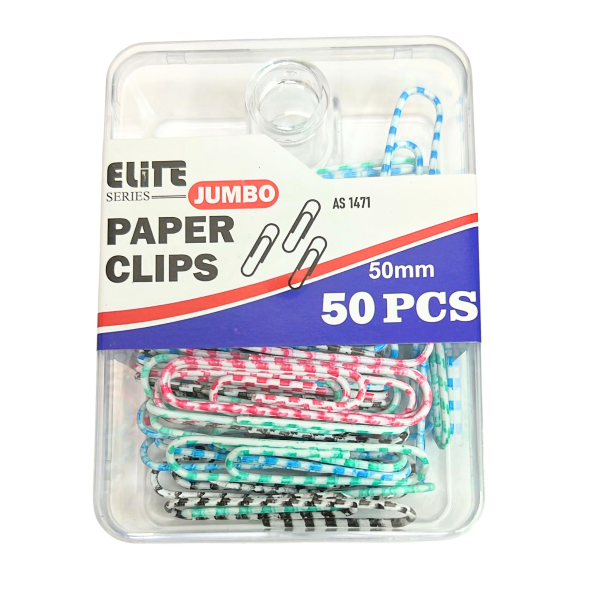2" Striped Colored Paper Clips Assorted Sizes Metal Coated: 50 Pack main product image