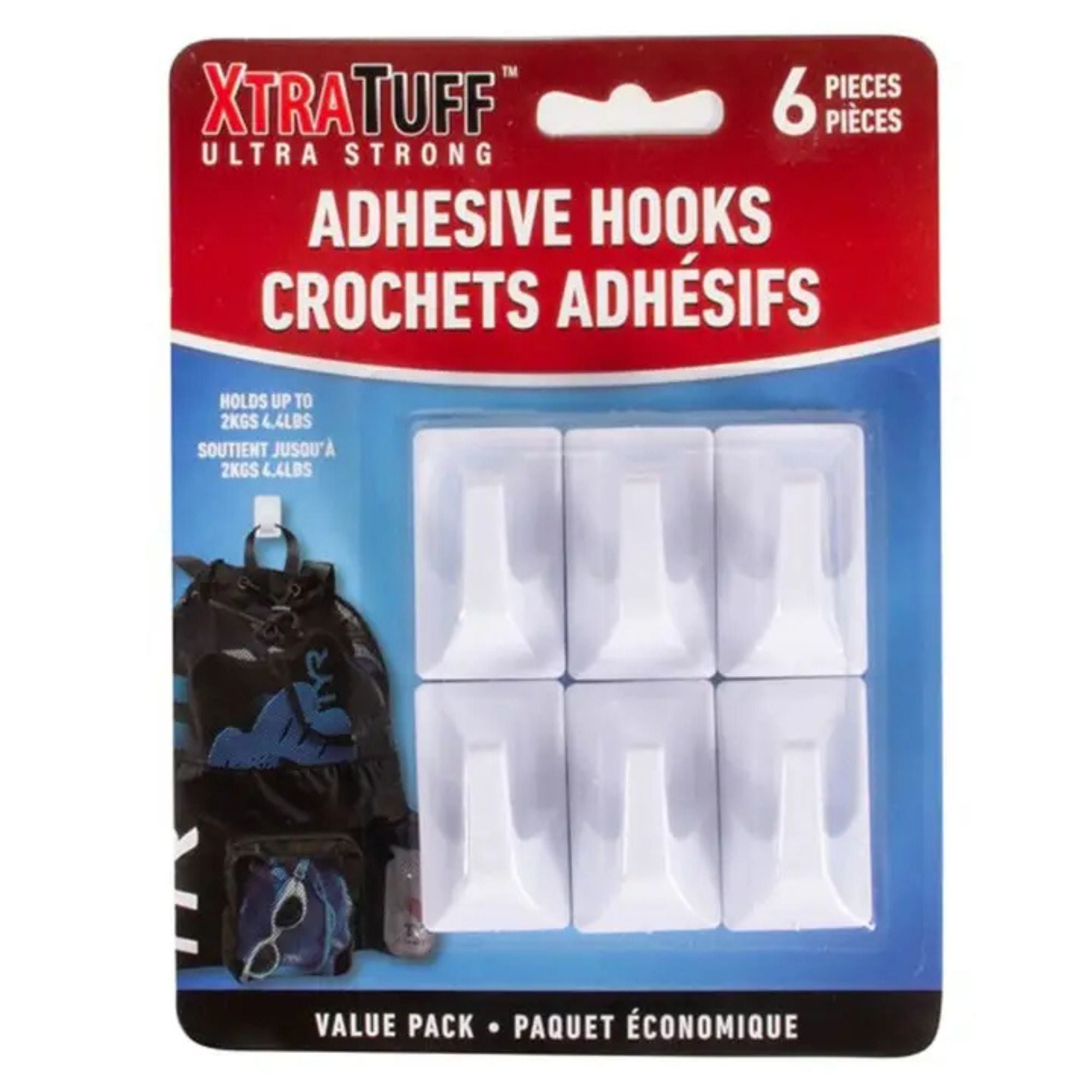 2" Xtra Tuff Adhesive Hooks: 6 Pack Utility Hooks Hardware main product image