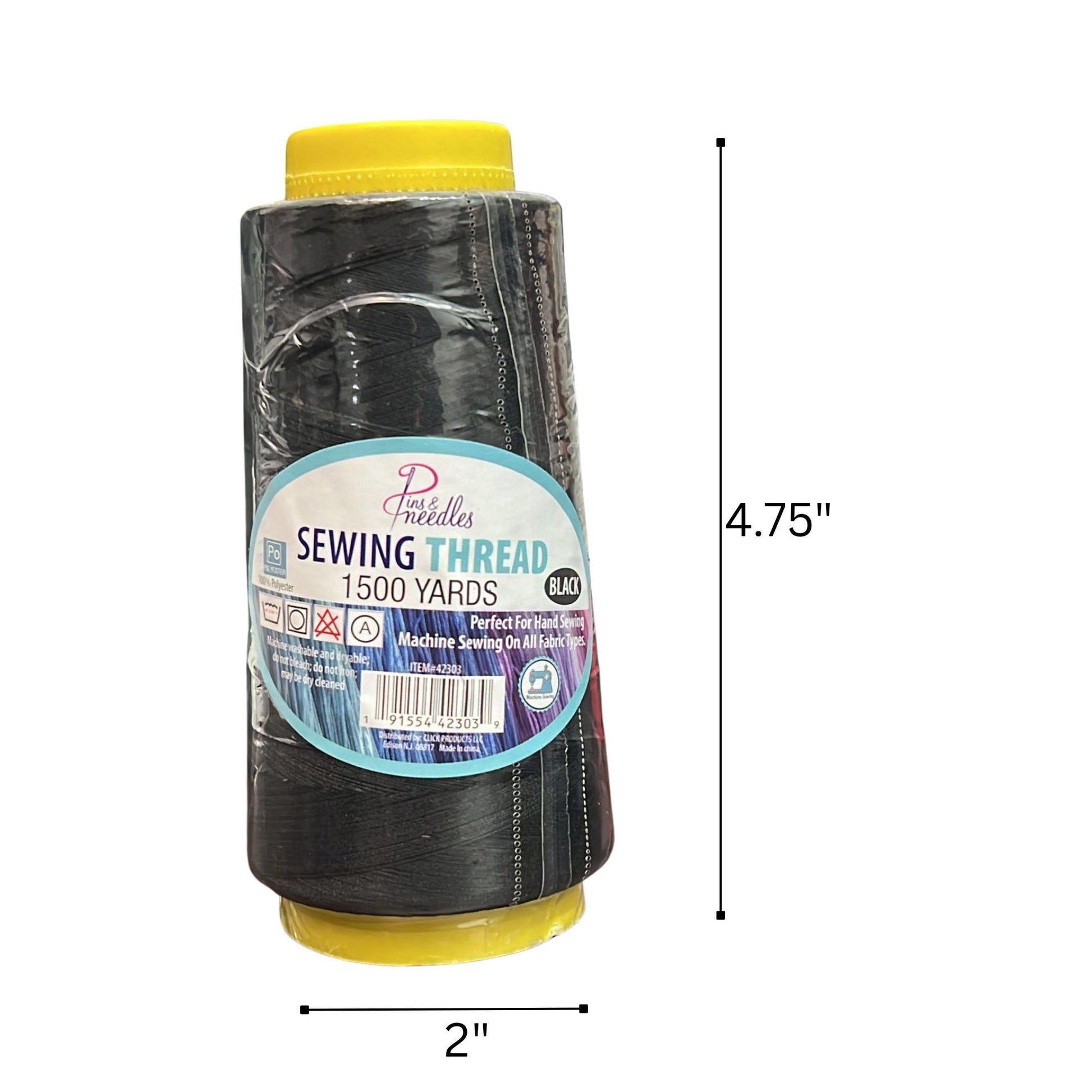 1500 Yards Pins & Needles Sewing Black Thread