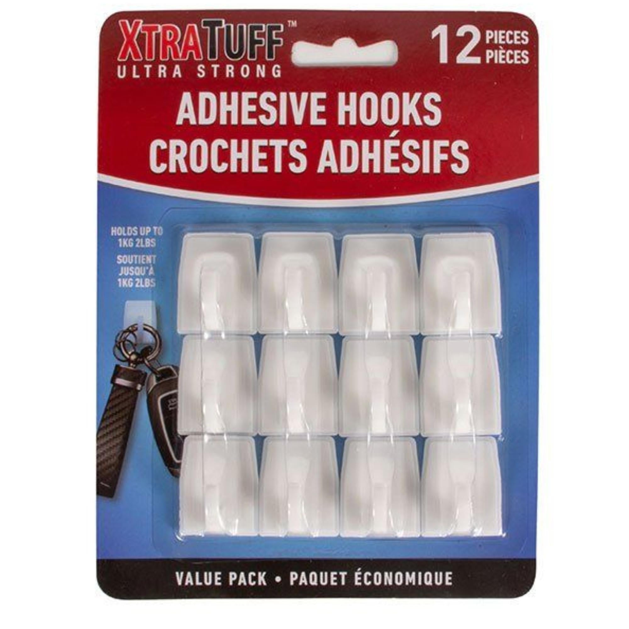 1.5" Xtra Tuff Adhesive Hooks:12 Pack Utility Hooks Hardware main product image
