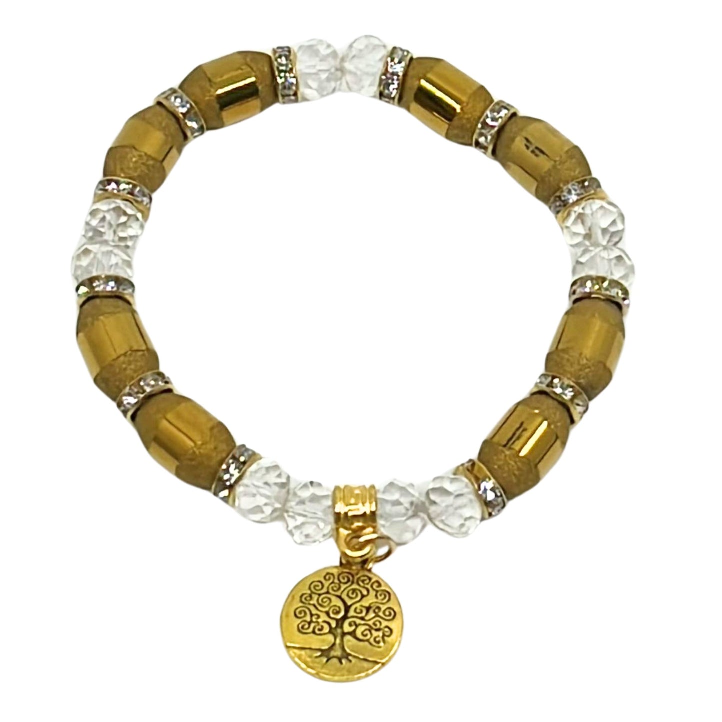 Long Gold Bead Touch with Colorful Beaded Bracelet