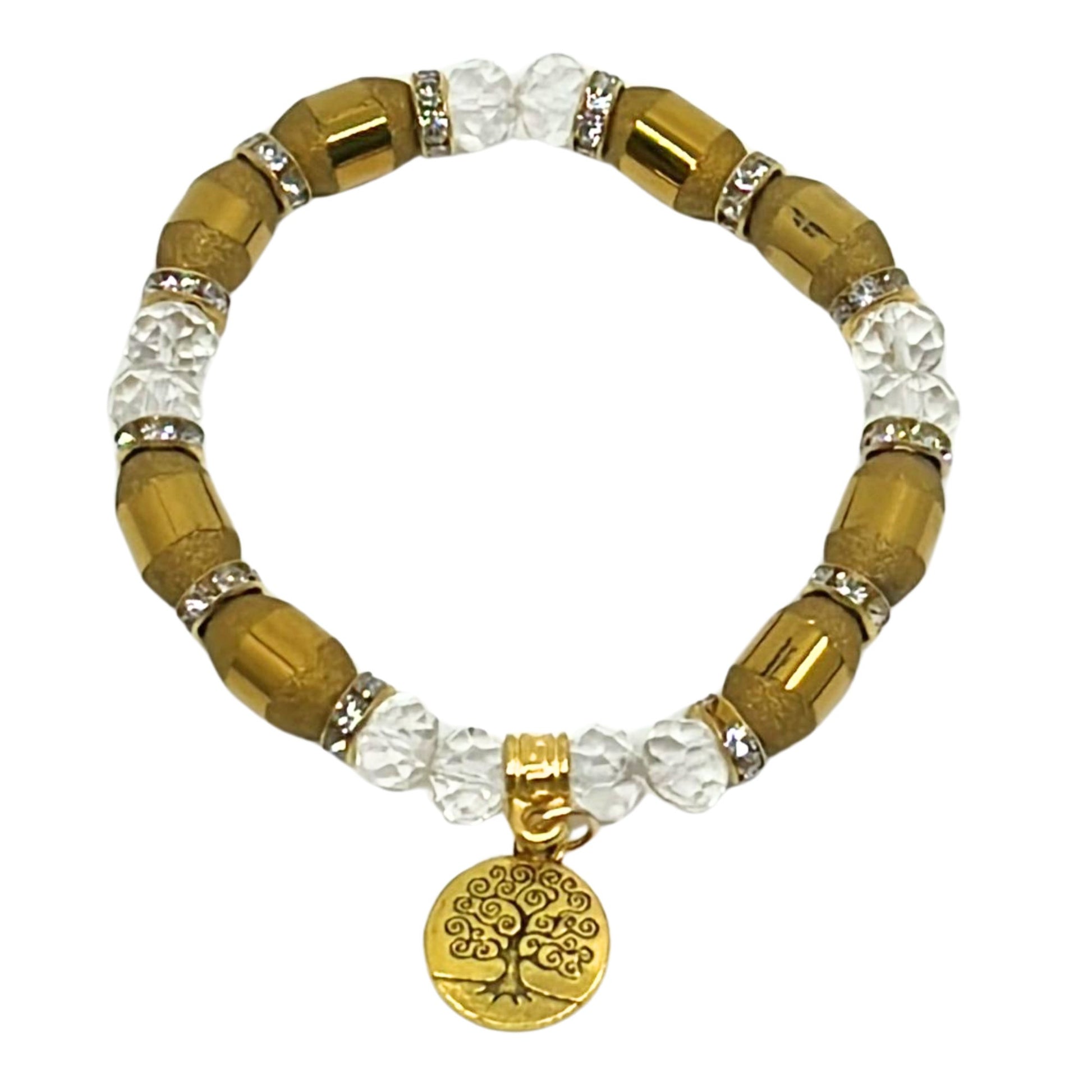 Long Gold Bead Touch with Colorful Beaded Bracelet