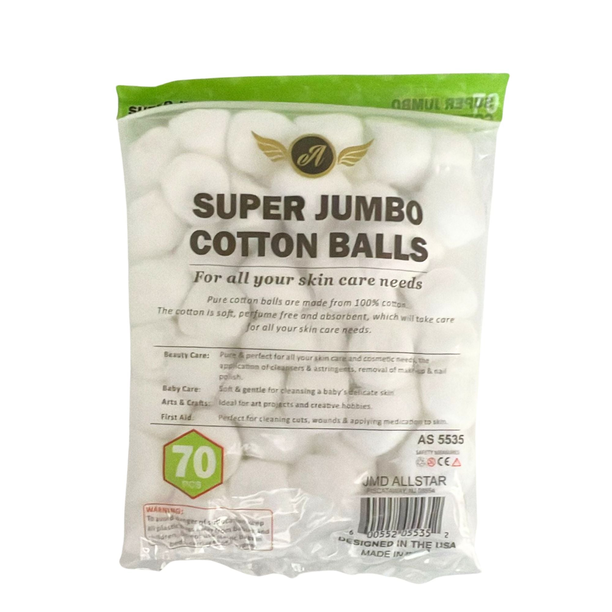 White Super Jumbo Cotton Balls: 70 Pack Personal Care Skin product detail image