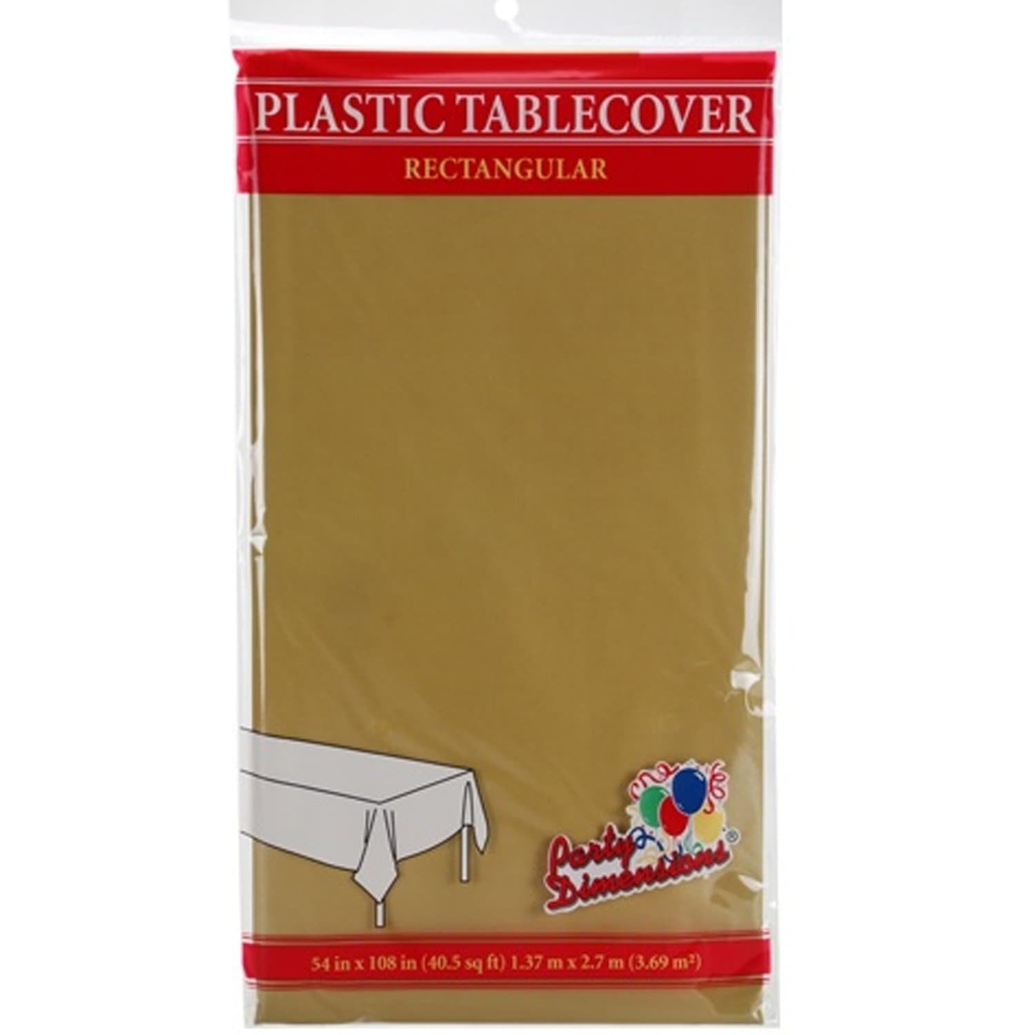 Tablecover Plastic Gold Rectangular 54'' X 108'' 1 Pack Table Cover main product image