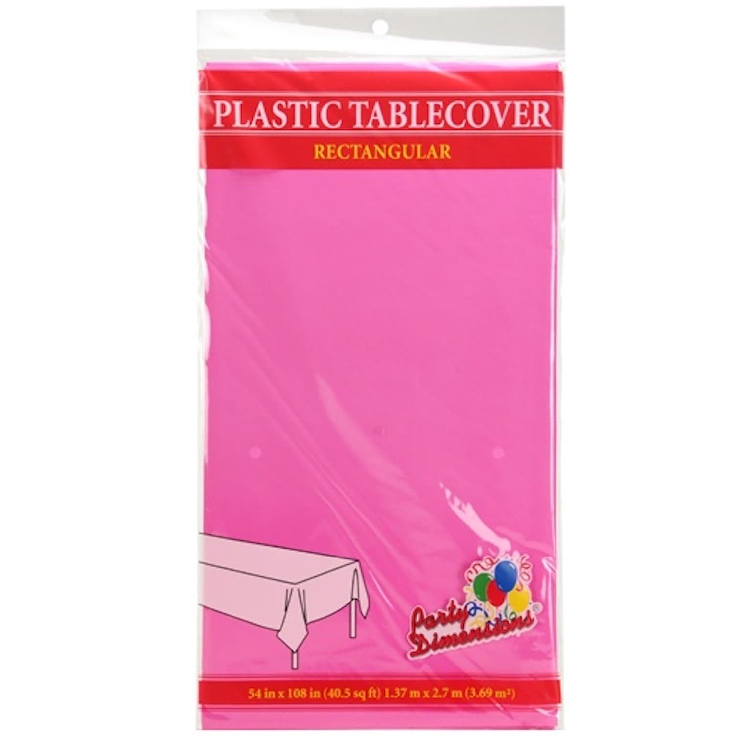 Table cover Plastic Hot Pink Rectangular 54'' X 108'' 1 Pack main product image
