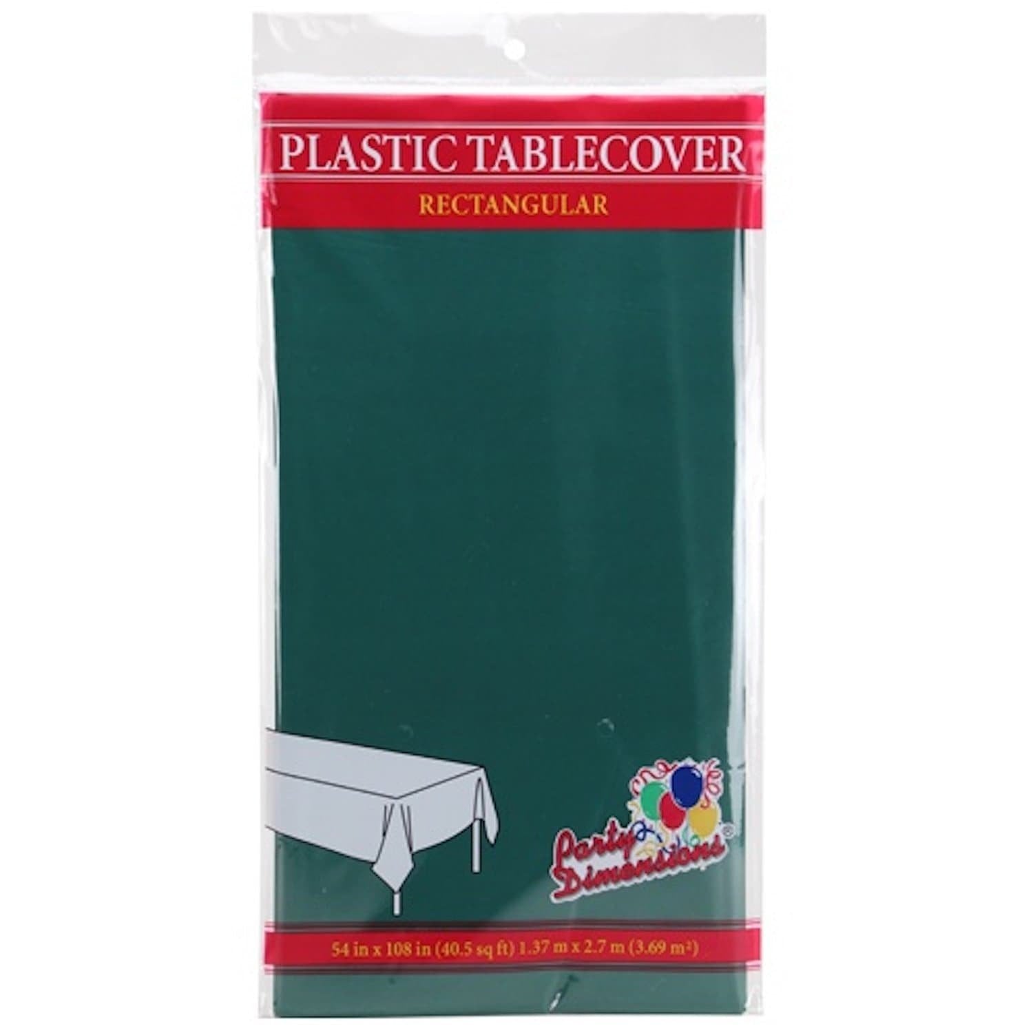 Tablecover Plastic Hunter Green Rectangular 54'' X 108'' 1 Pack Table Cover main product image