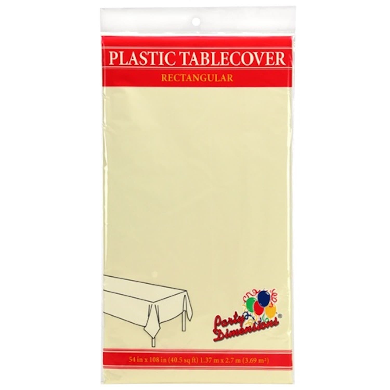 Tablecover Plastic Ivory Rectangular 54'' X 108'' 1 Pack Table Cover main product image
