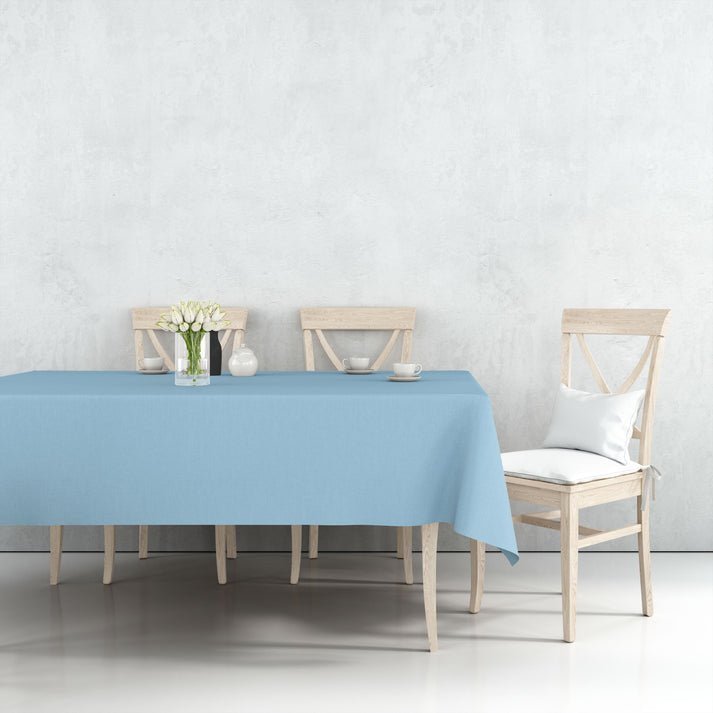 Tablecover Plastic Light Blue Rectangular 54'' X 108'' 1 Pack Table Cover size and feature image