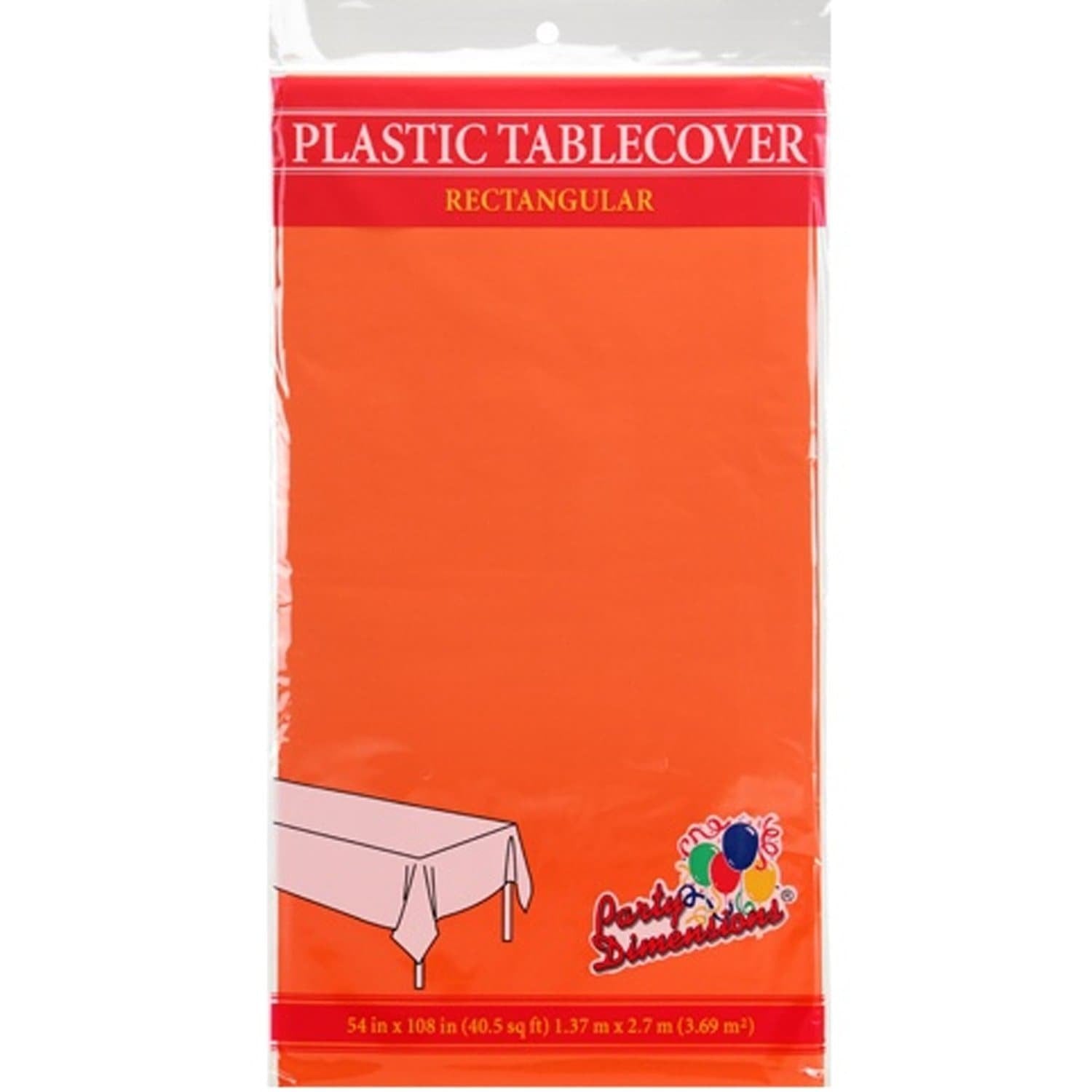 Tablecover Plastic Orange Rectangular 54'' X 108'' 1 Pack Table Cover main product image