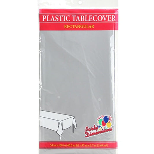 Tablecover Plastic Silver Rectangular 