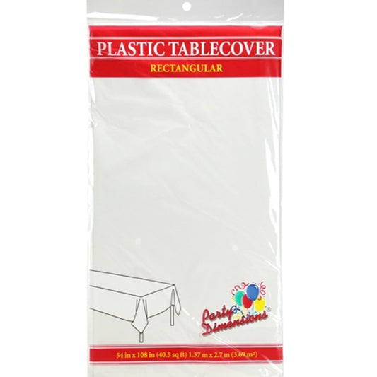 Tablecover Plastic White Rectangular 