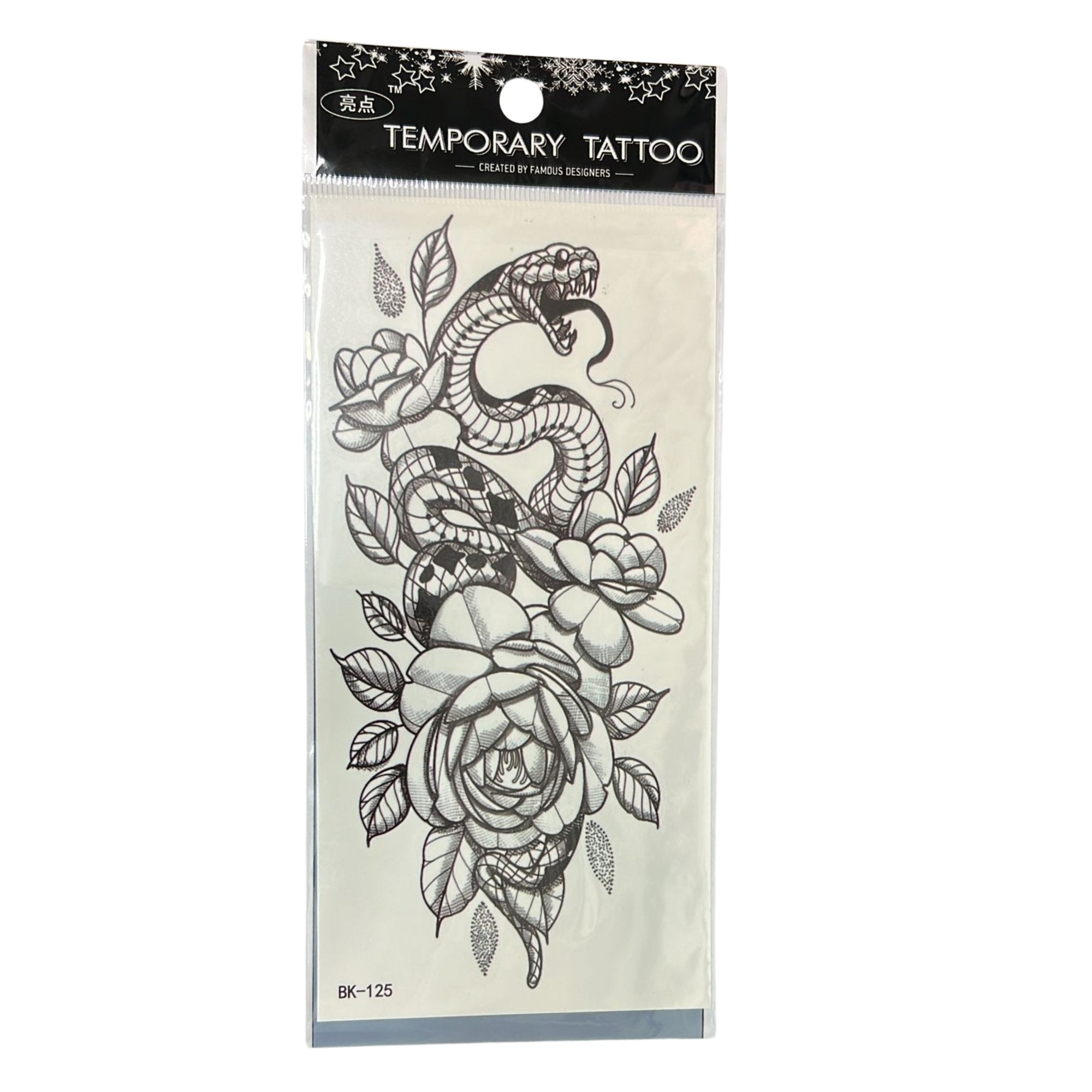 Temporary Long Lasting Tattoo Sticker – Semi Permanent Black Body Art for Men & Women: 1 Pack Temporary Tattoos Tattos