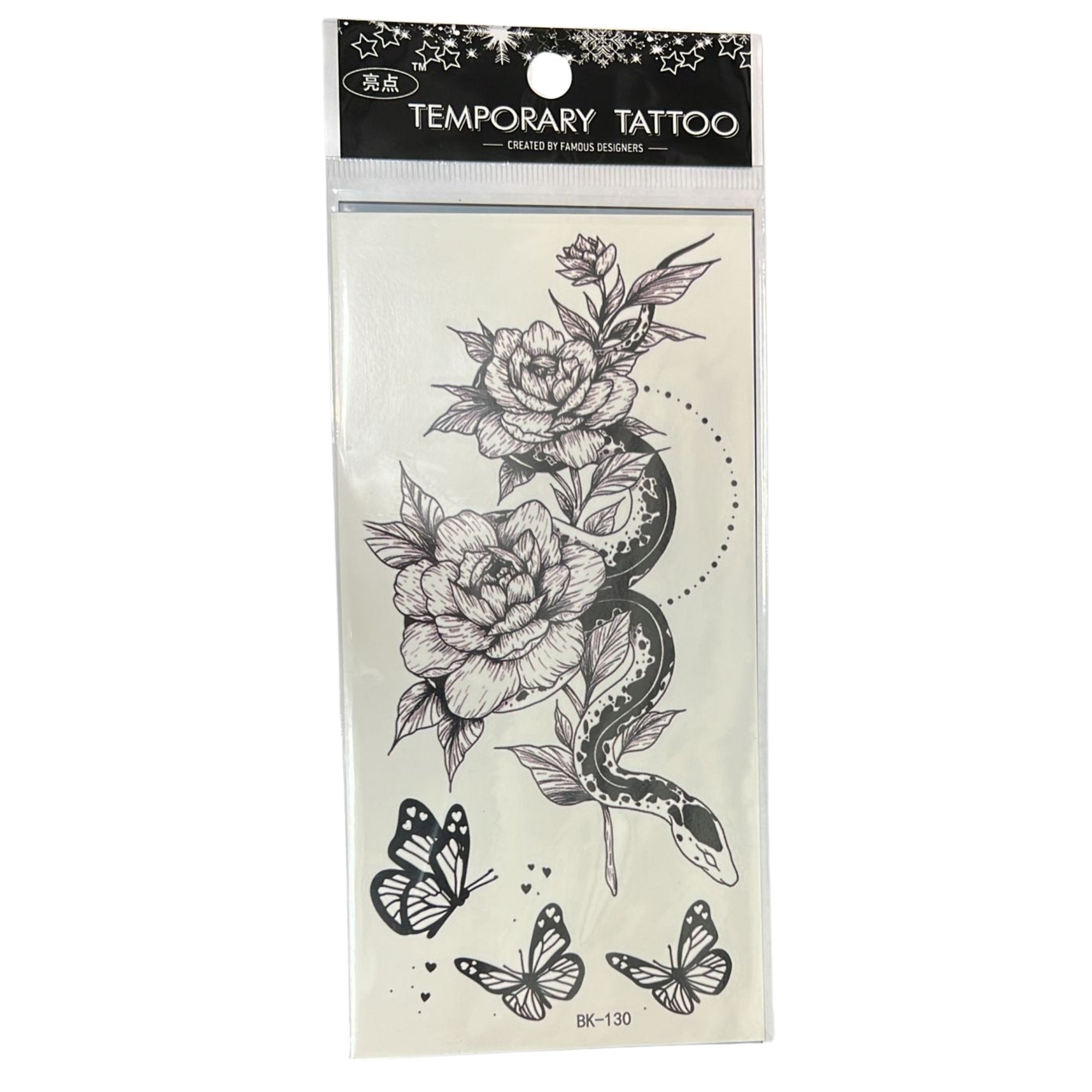 Temporary Long Lasting Tattoo Sticker – Semi Permanent Black Body Art for Men & Women: 1 Pack Temporary Tattoos Tattos