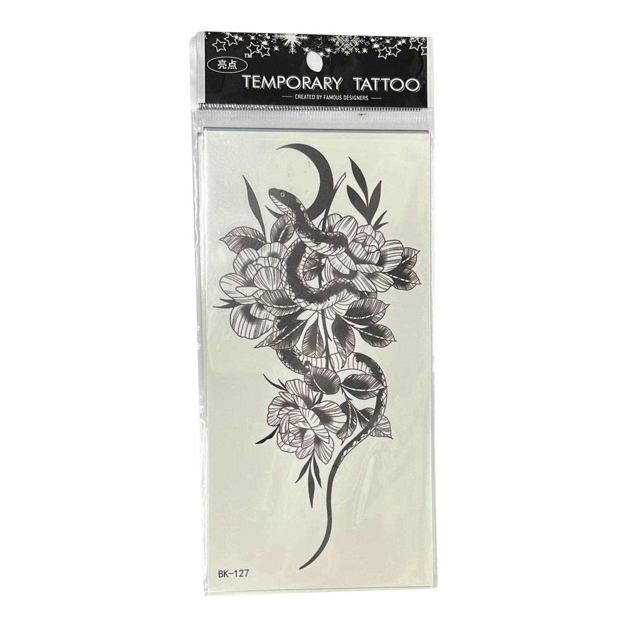 Temporary Long Lasting Tattoo Sticker – Semi Permanent Black Body Art for Men & Women: 1 Pack Temporary Tattoos Tattos size