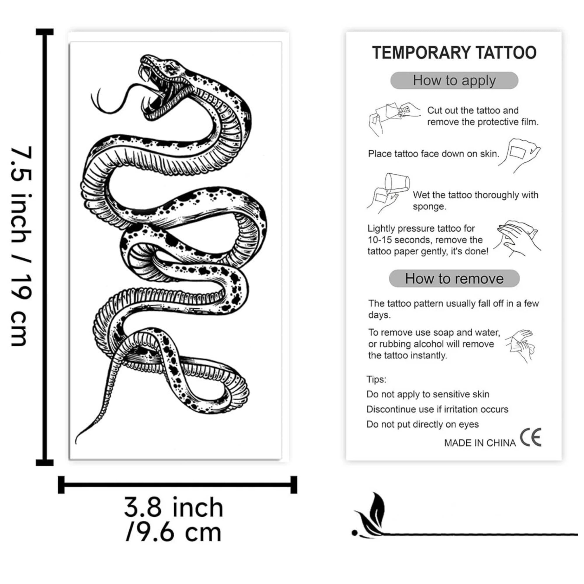 Temporary Long Lasting Tattoo Sticker – Semi Permanent Black Body Art for Men & Women: 1 Pack Temporary Tattoos Tattos