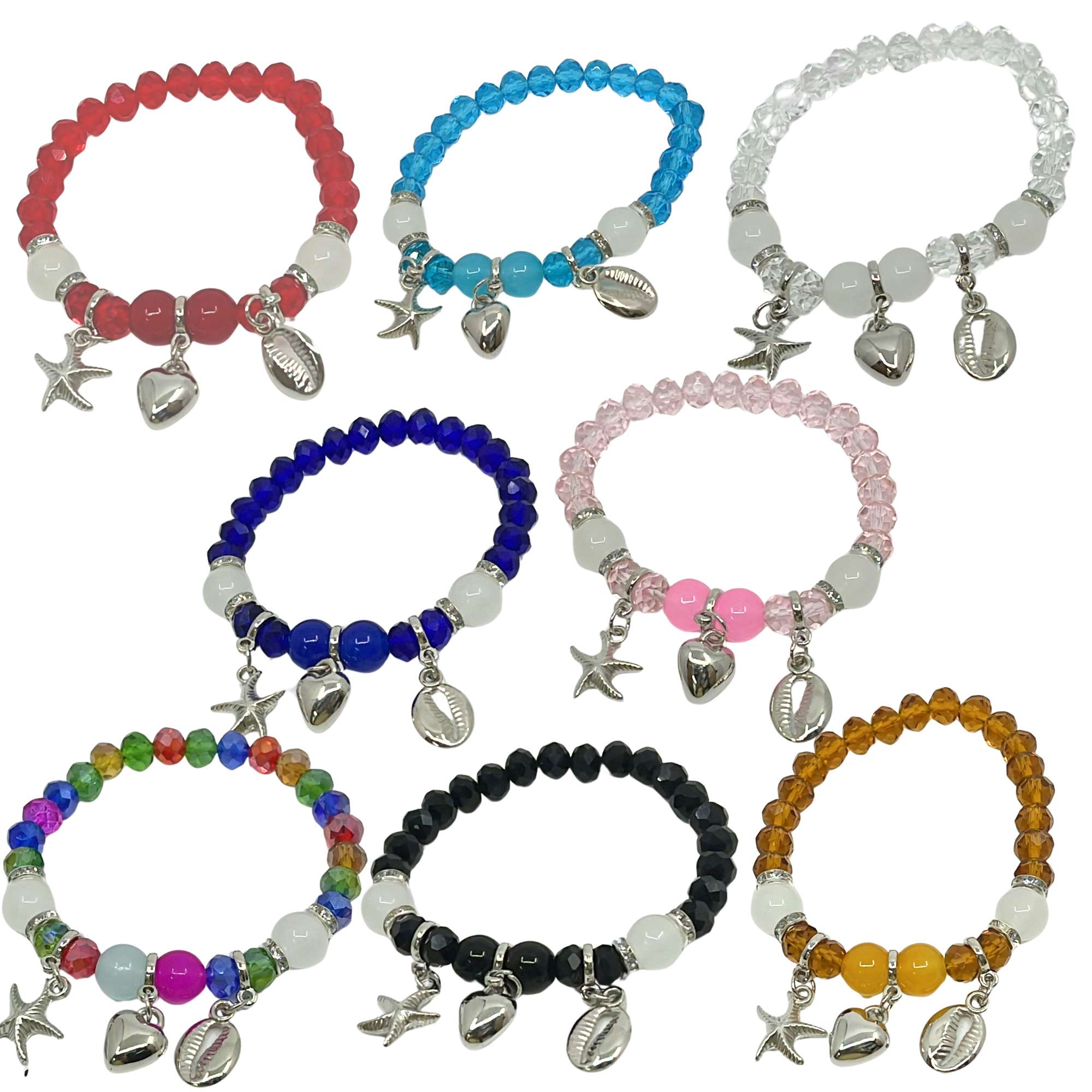 Colorful Beaded Bracelet with Three Charms : 1 Pack Bracelets Gift Jewelry Valentine main product image
