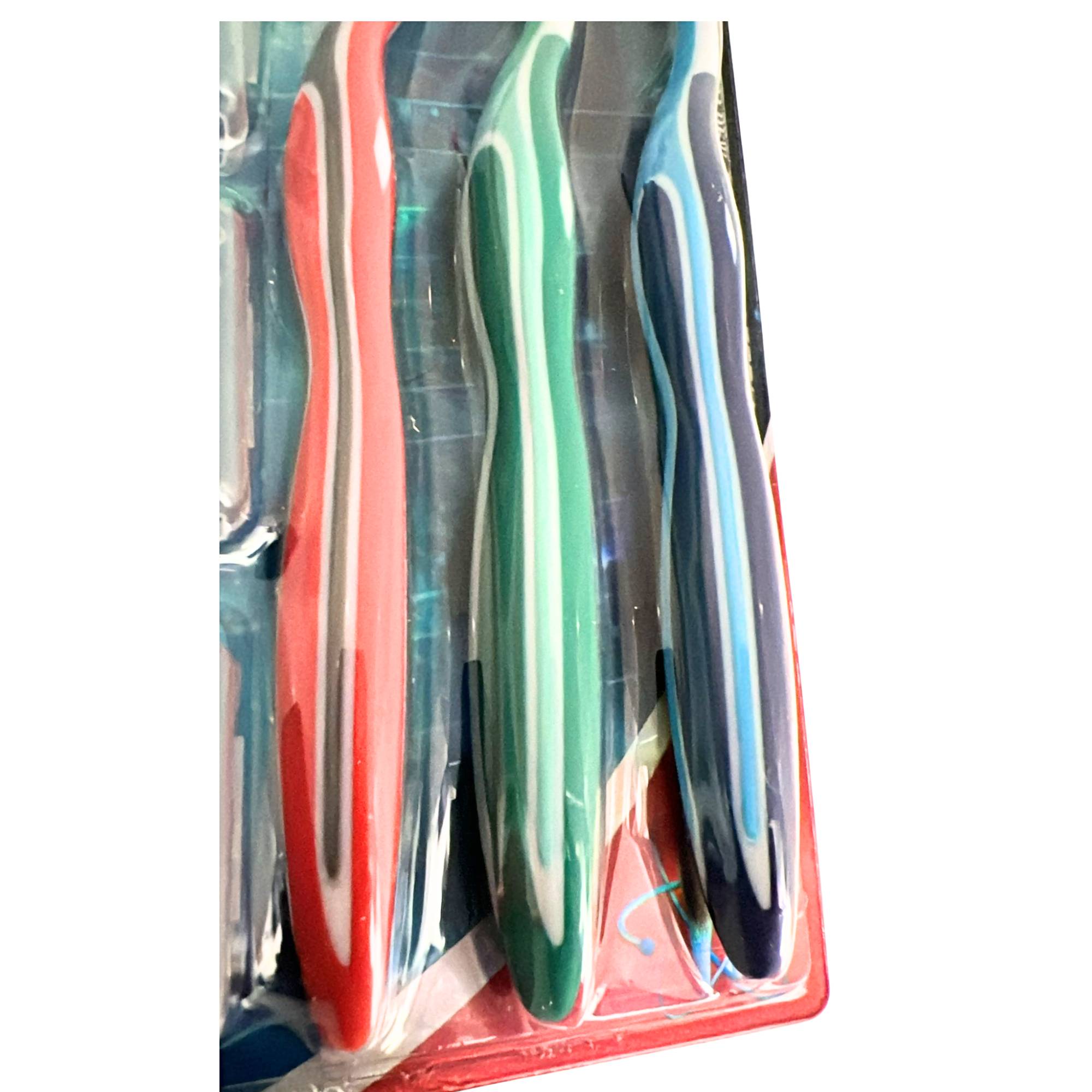 Toothbrushes Set of Multi level Medium Bristles with Grippers and Cap: 6Pc Set Dental product detail image