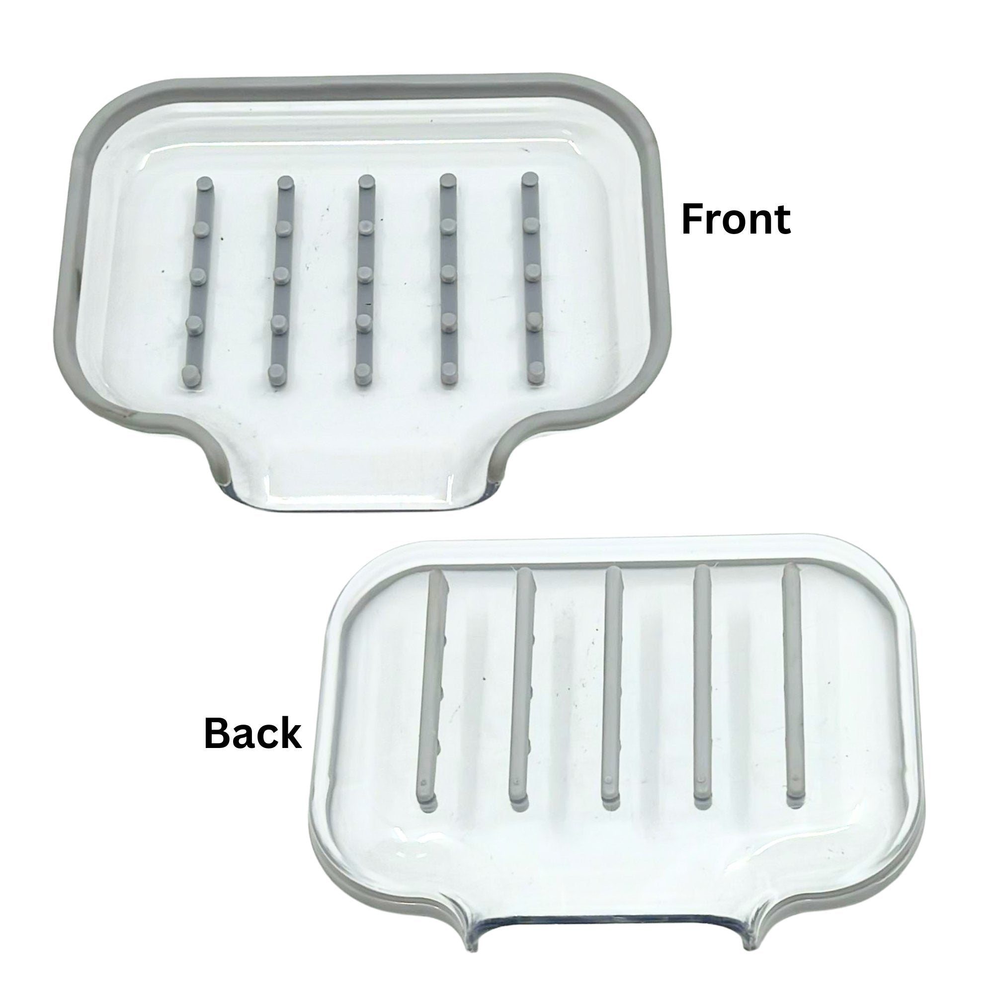 Transparent with Gray Border Plastic Soap Holder:1 Pack Soap Dishes & Holders Bathroom Accessories lifestyle use image