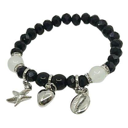 Colorful Beaded Bracelet with Three Charms