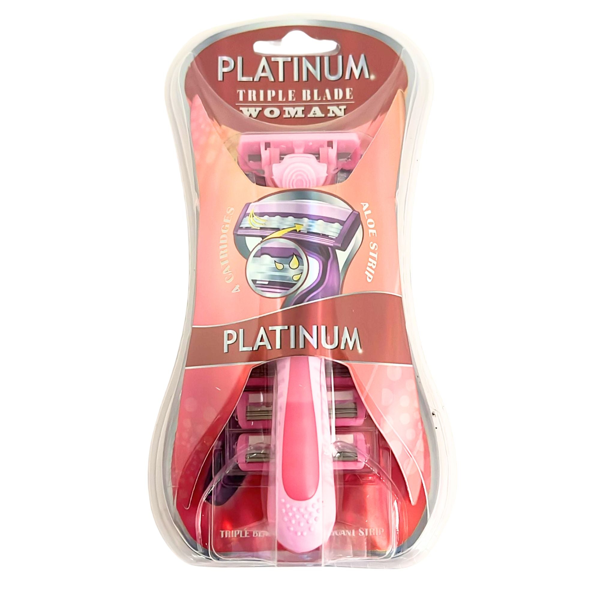 Triple Blade Pink Ladies Shaver with 4 Cartridges: 1 Pack Facial Hair Razer Personal Care main product image