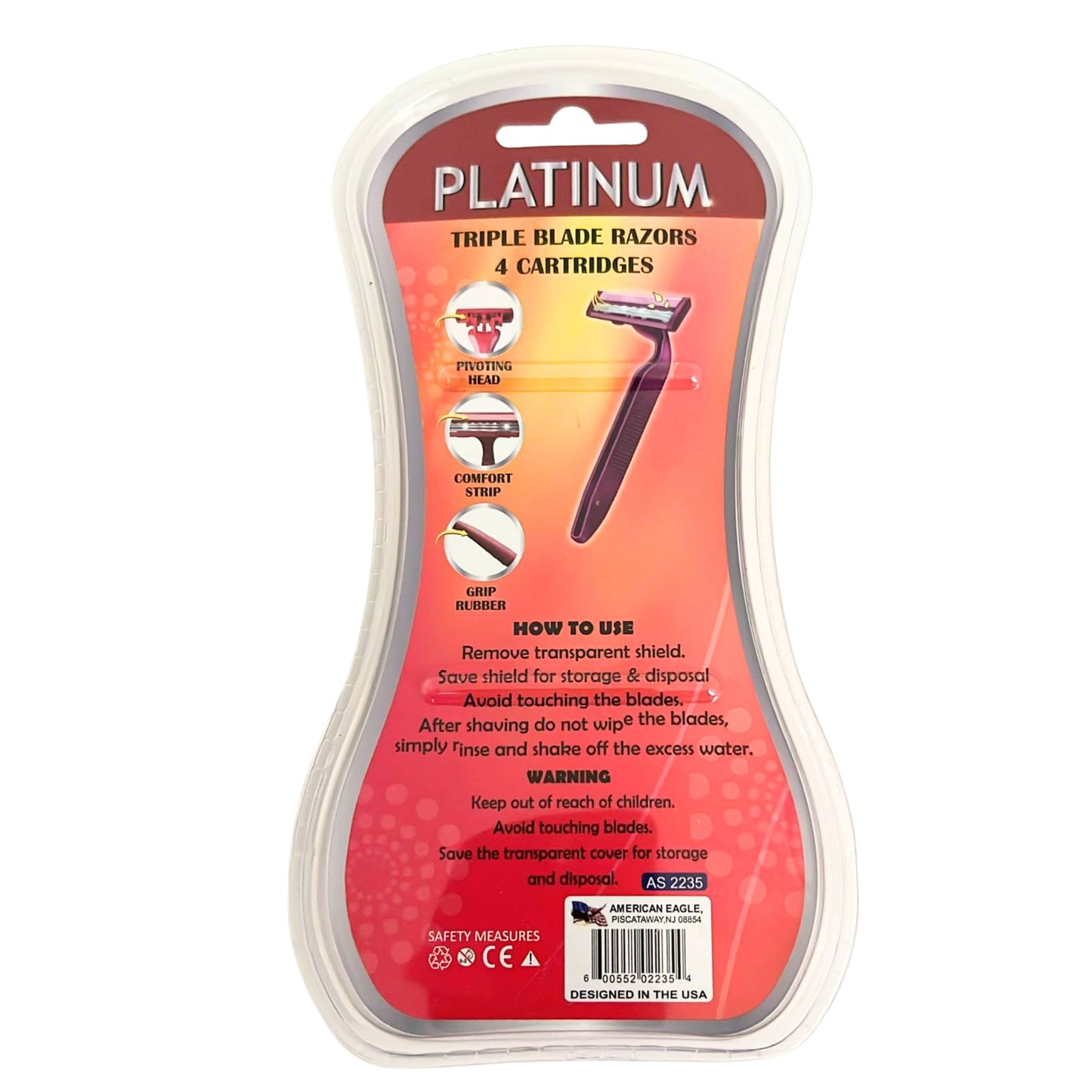 Triple Blade Pink Ladies Shaver with 4 Cartridges