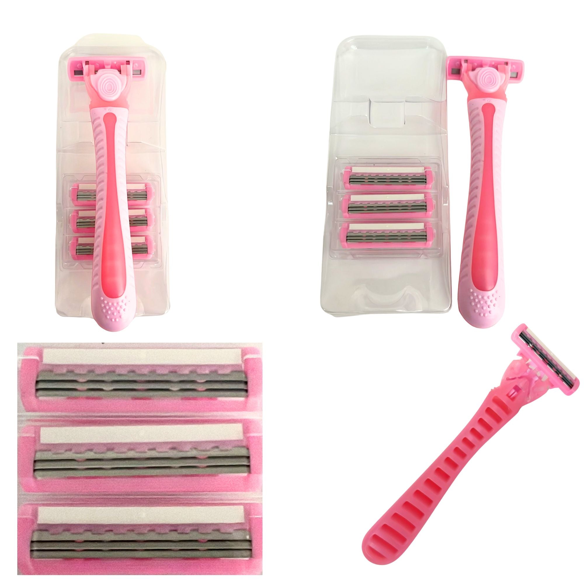 Triple Blade Pink Ladies Shaver with 4 Cartridges: 1 Pack Facial Hair Razer Personal Care size and feature image