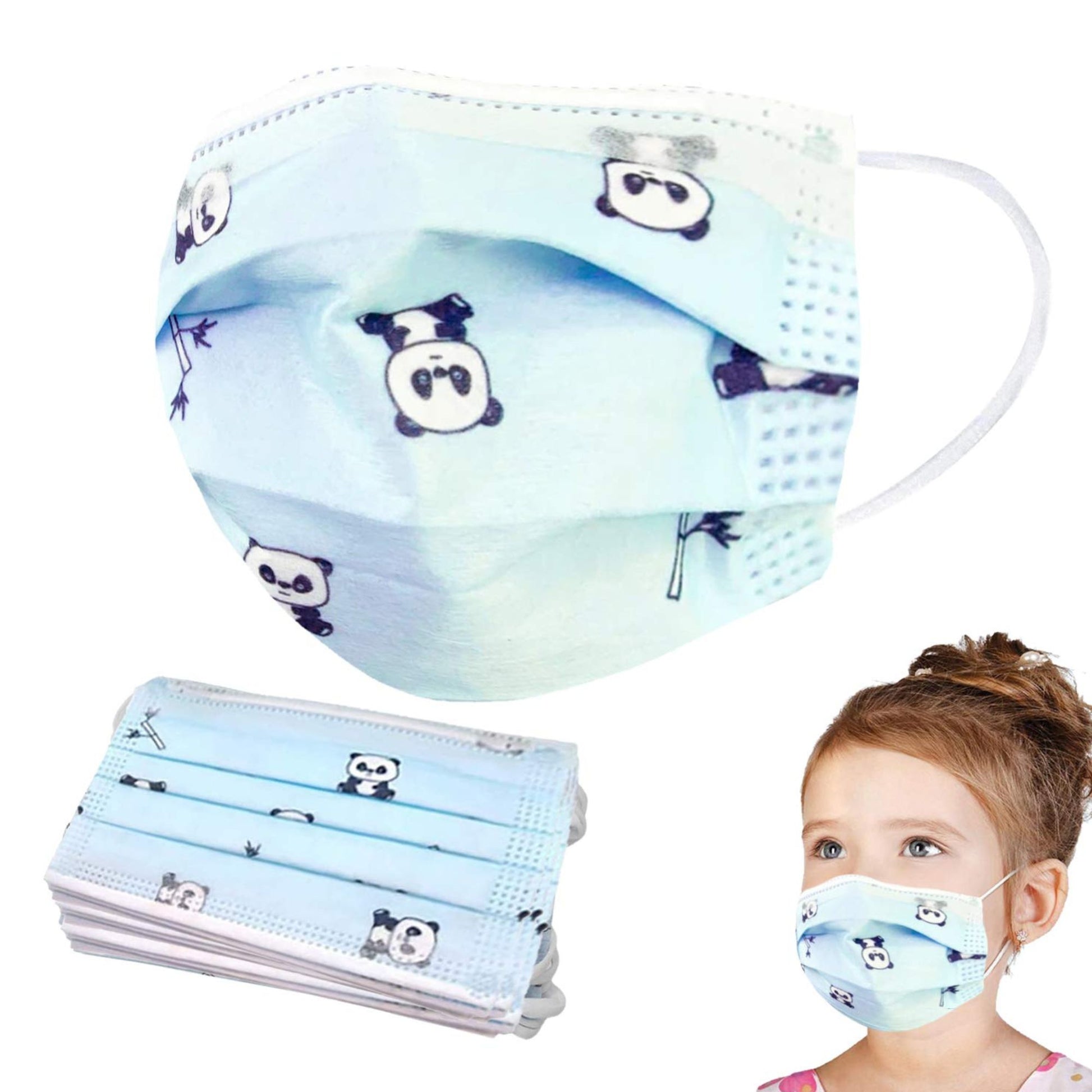 Panda Print Kids 3-Layer Face Masks