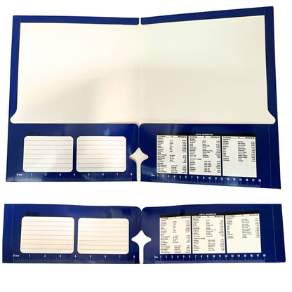 Two Pocket Folder with Useful Information, Notes Section, and Built-In Ruler