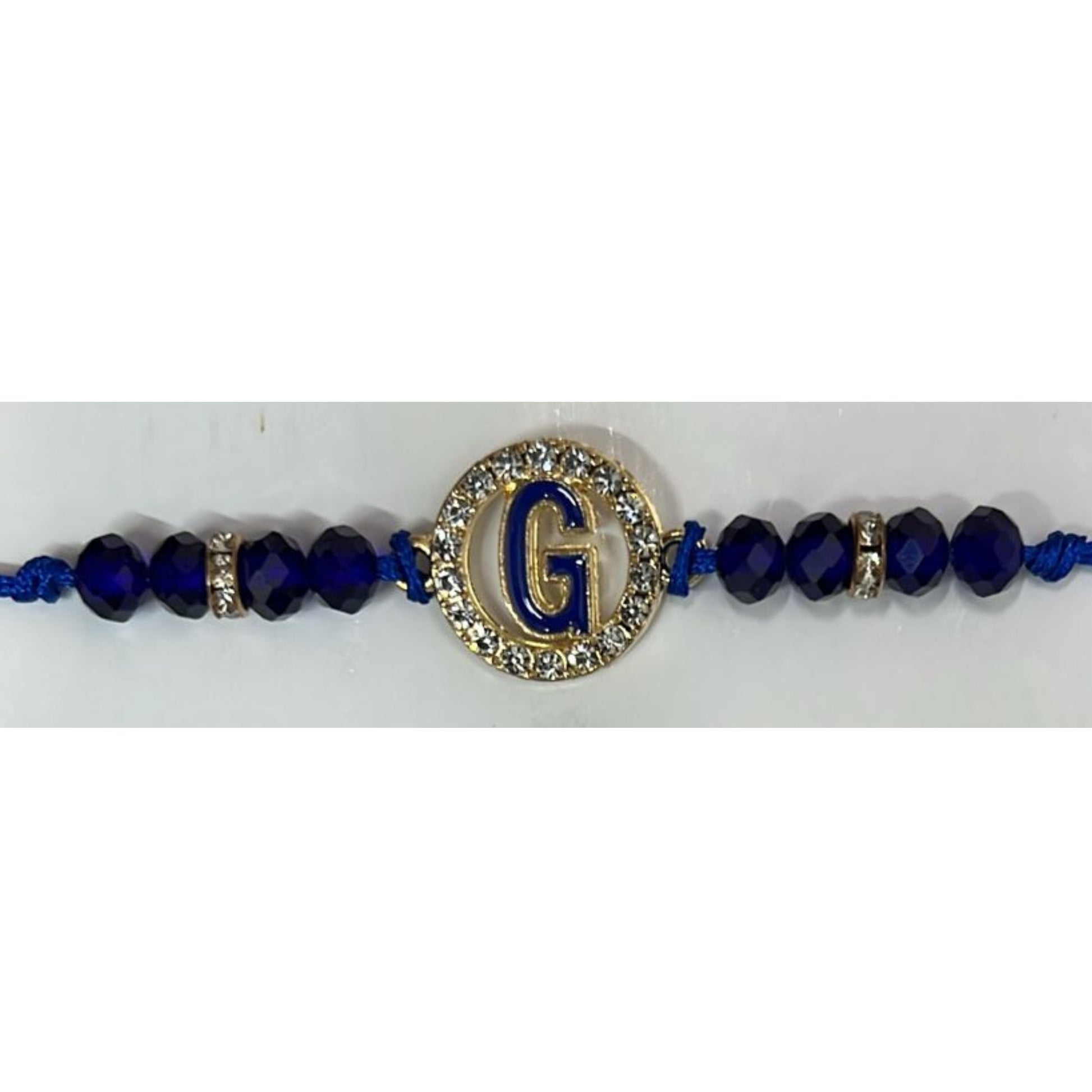 Unisex  Beaded Colored Bracelet with Gold Rhinestone Alphabet Letters 
