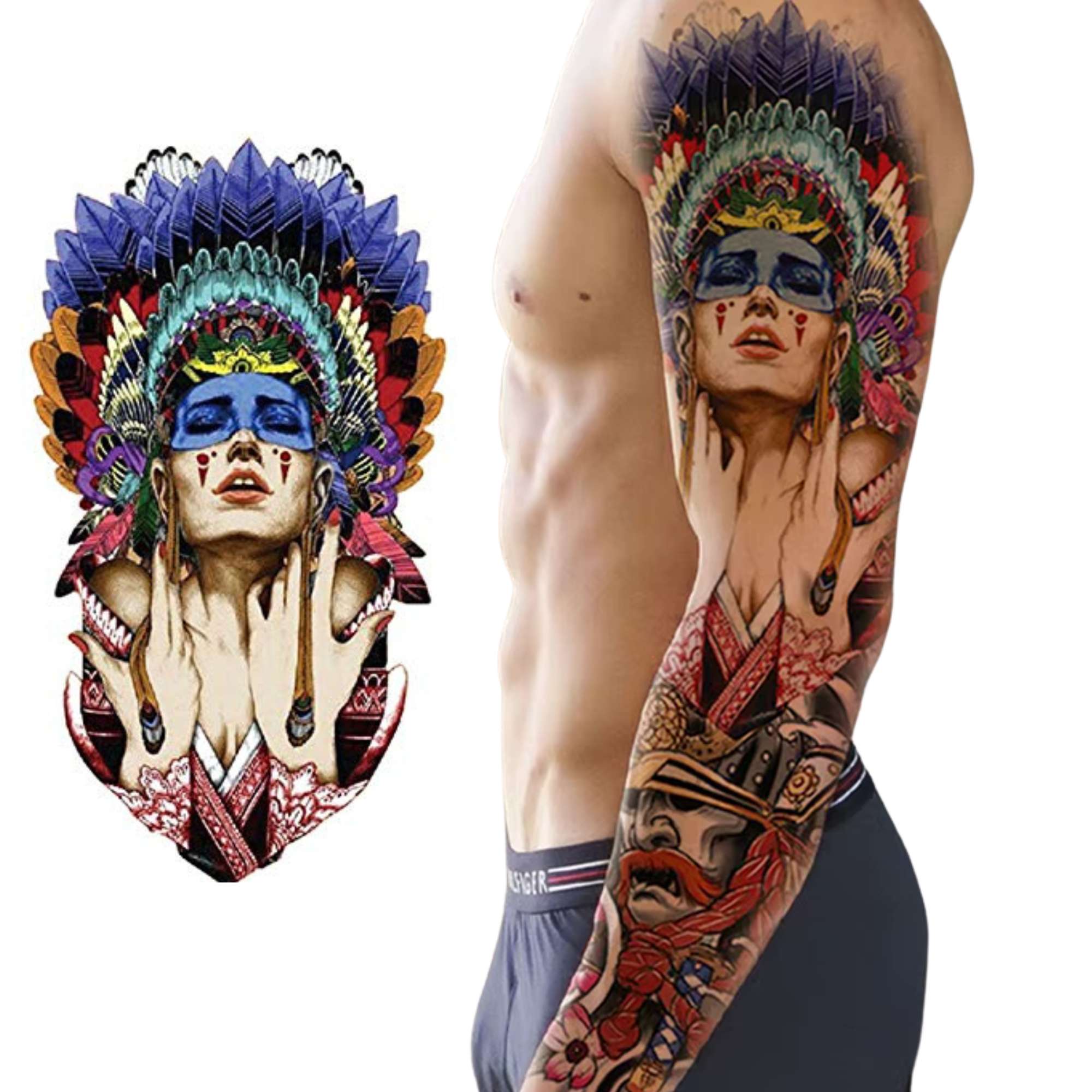 Unisex Colored Semi Permanent/Temporary Long Lasting Tattoo: 1 Pack Temporary Tattoos Tattos size and feature image