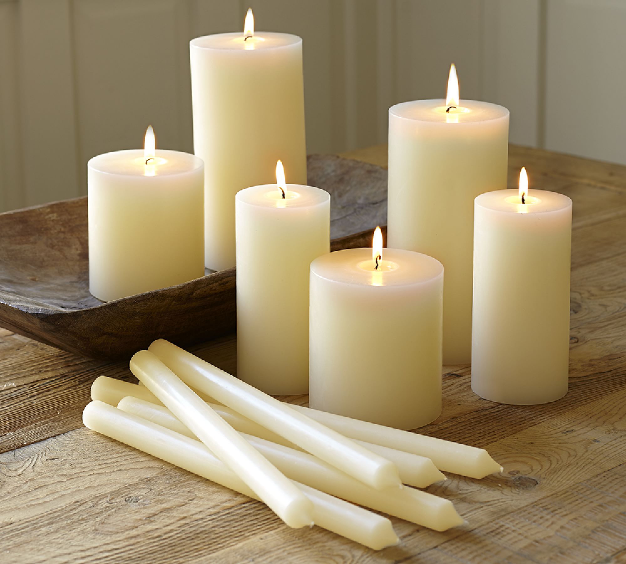 3"x6" Unscented Ivory Pillar Candle Candles lifestyle use image