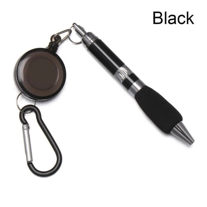 Clip-On Ballpoint Pen with Carabiner Keychain and Belt Clip Reel