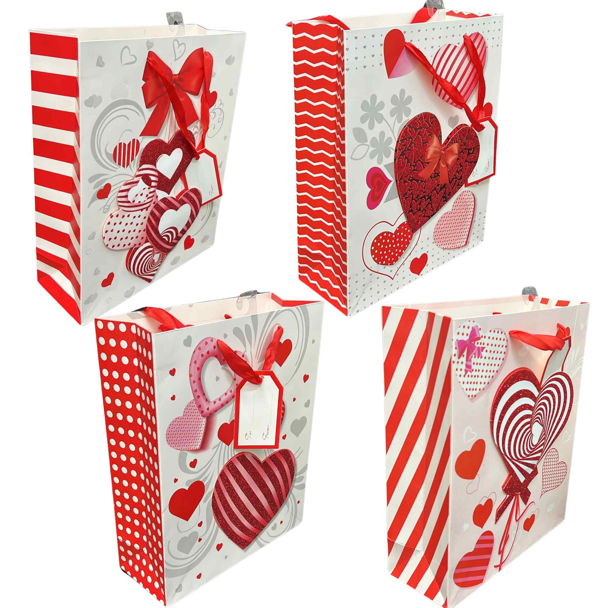 Heart Design Valentines Day 10x13 Gift Bags: 1 Pack Gift Bag Valentines main product image