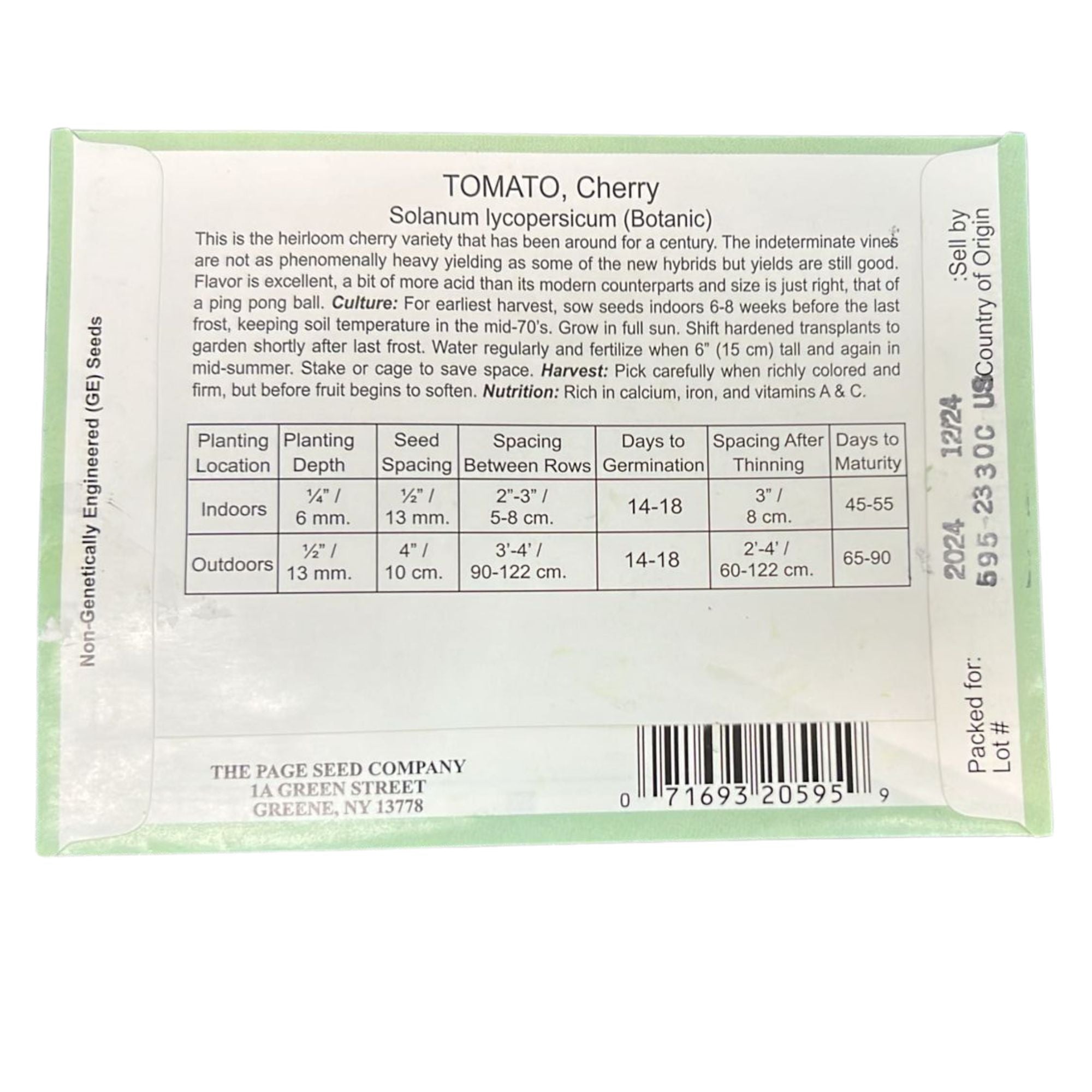 Valley Greene 100mg Cherry Tomato Seeds : 2 Pack size and feature image