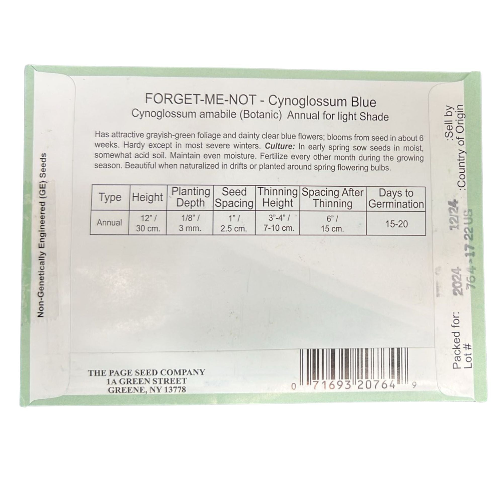 Valley Greene 225mg Forget Me Not Blue Flower Seeds: 2 Pack size and feature image