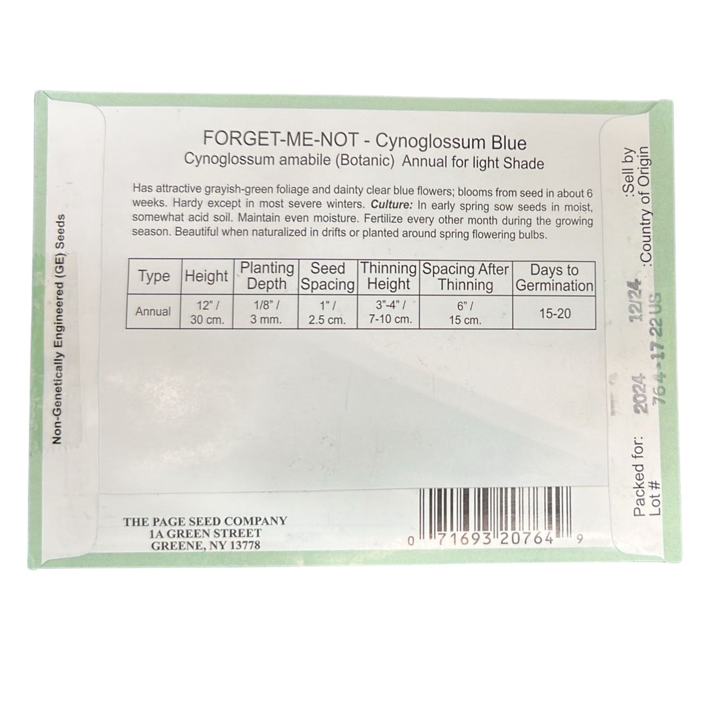 Valley Greene  Forget-Me-Not Blue Flower Seeds 