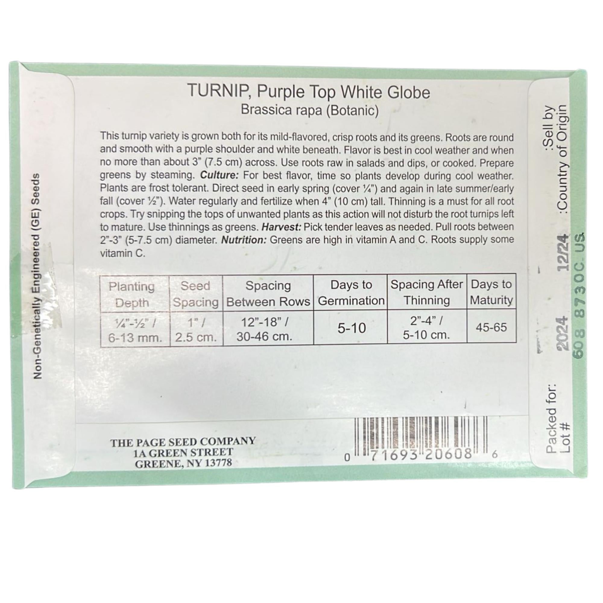 Valley Greene 400mg Turnip Seeds. Purple Top White Globe Variety : 2 Pack size and feature image