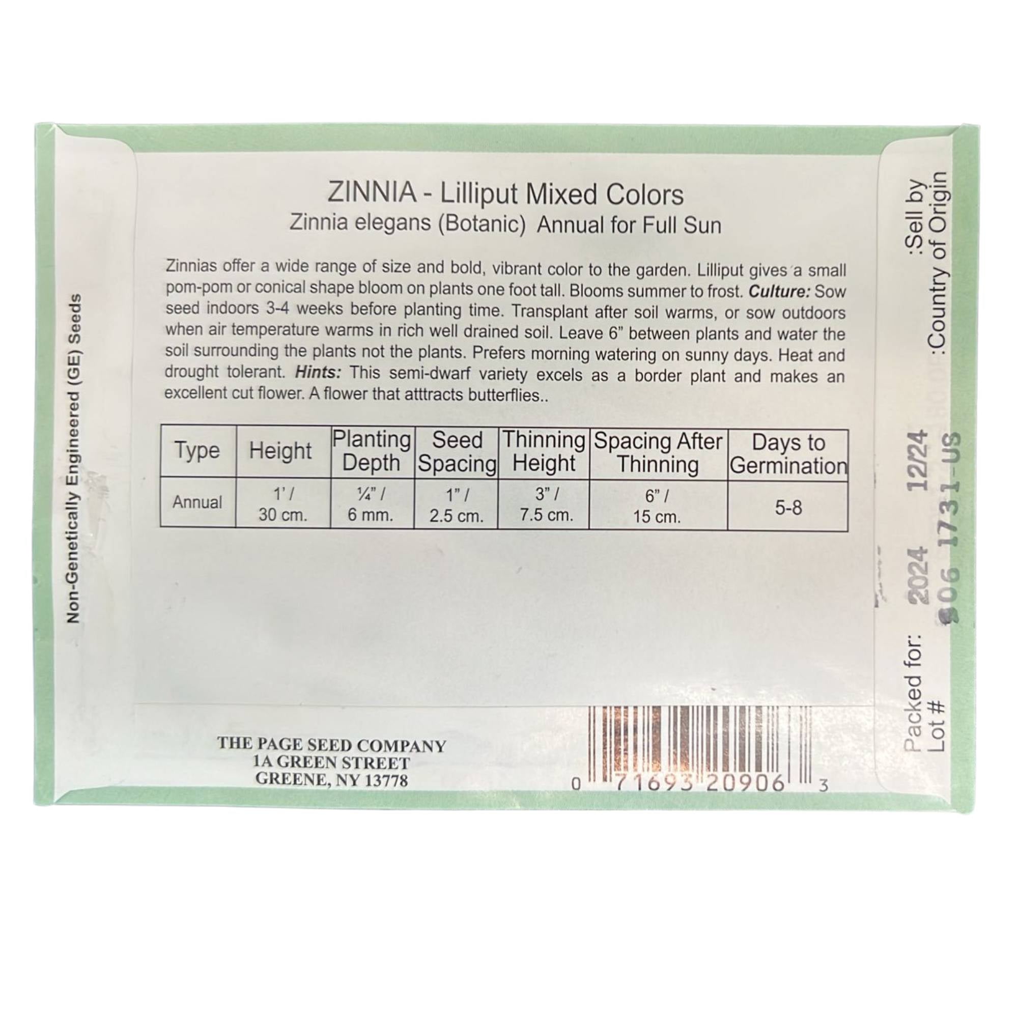Valley Greene 250mg Zinnia Seeds – Lilliput Mix: 2 Pack size and feature image