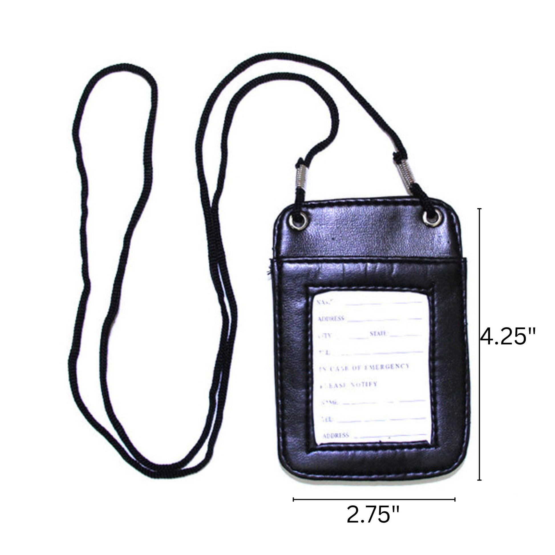 ID Badge Card Holder – Vertical Leather Case with Clip & Neck Strap Lanyard: