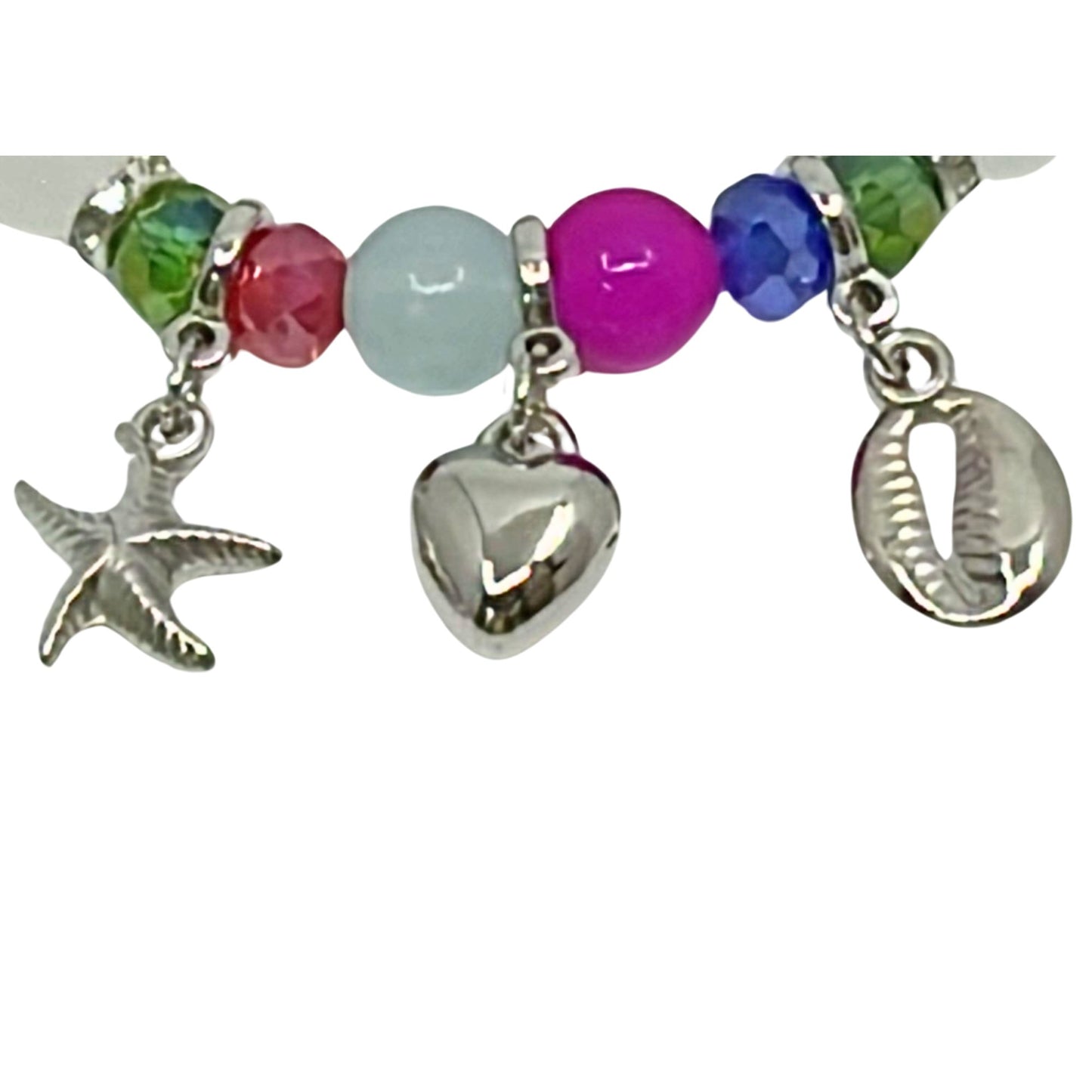Colorful Beaded Bracelet with Three Charms