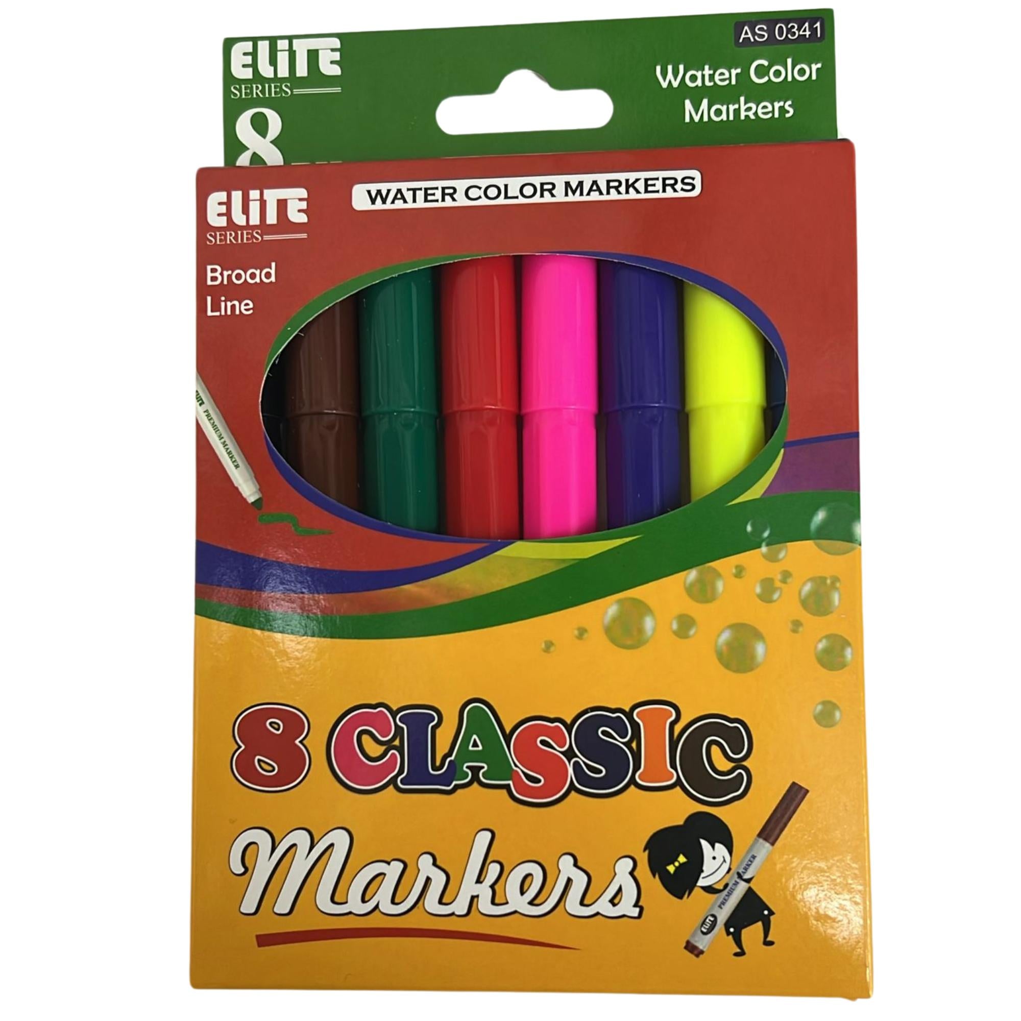 Elite Series – Vibrant Watercolor Markers: 8 Pack Markers School main product image